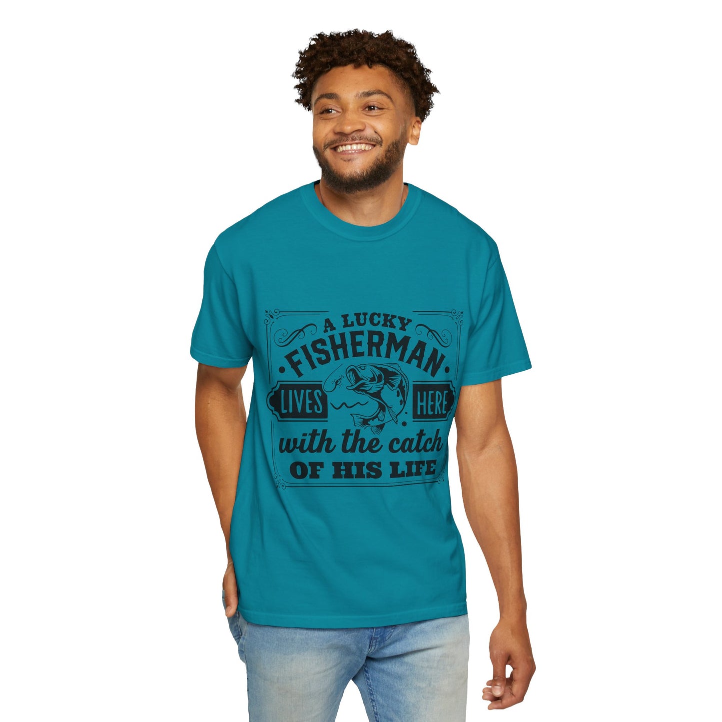 Fisherman lives here: Unisex Garment-Dyed T-shirt