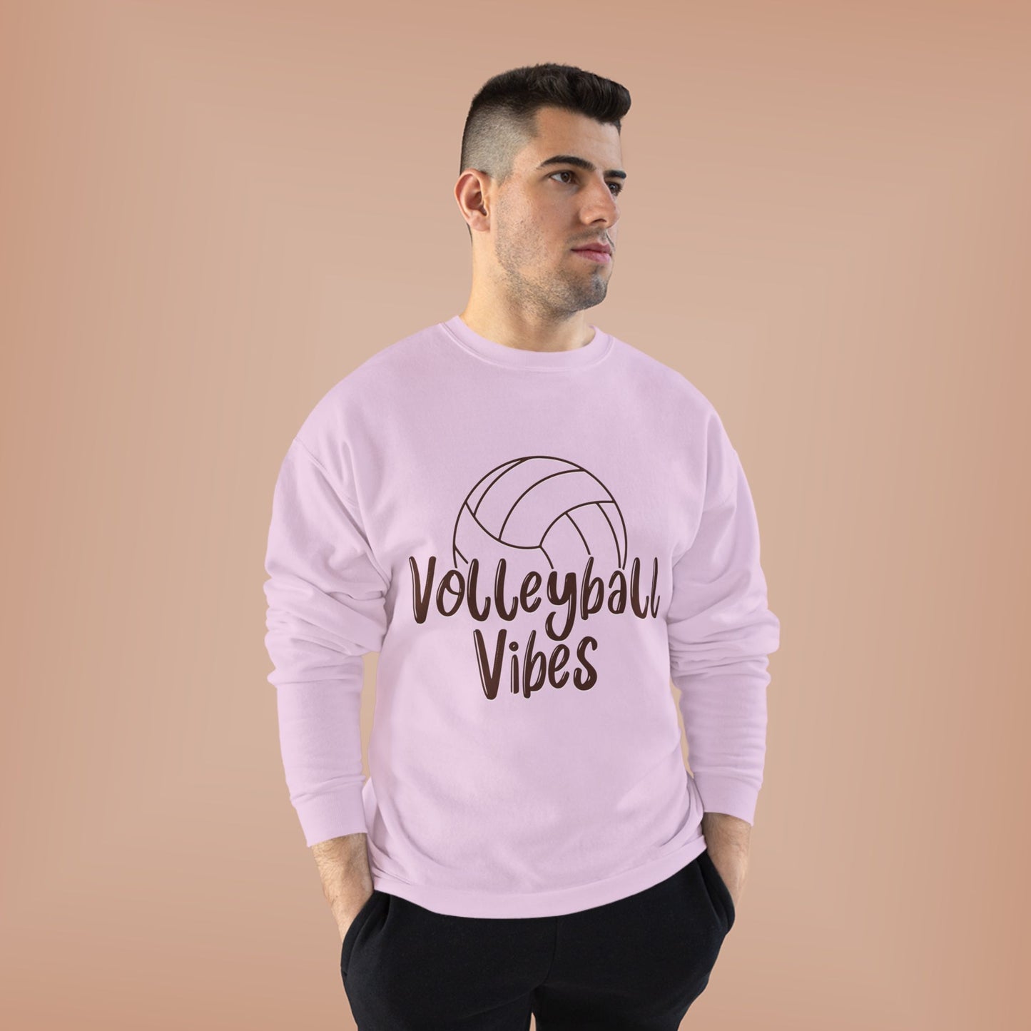 Unisex Volleyball Vibes Crewneck Sweatshirt, Trendy Sports Apparel, Cozy Gift for Athletes, Volleyball Lover's Gear, Eco-Friendly Fashion