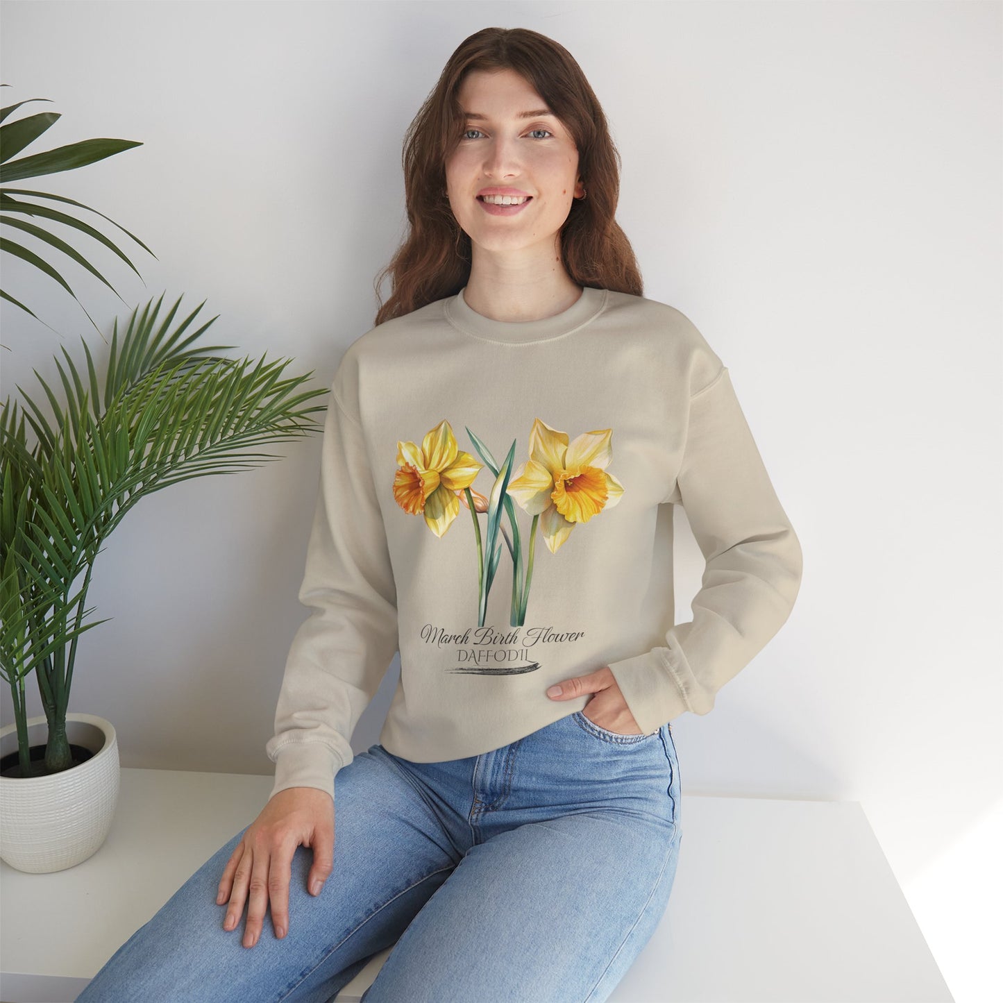 March Birth Flower (Daffodil) - Unisex Heavy Blend™ Crewneck Sweatshirt