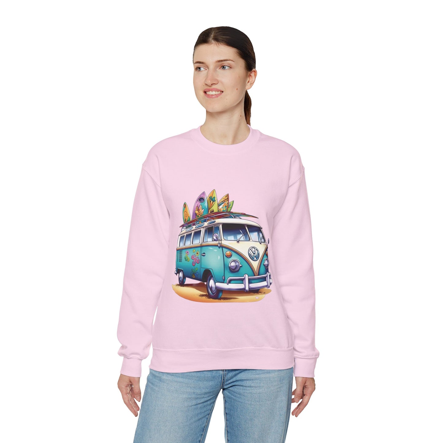 Retro Surf Van - Unisex Heavy Blend™ Crewneck Sweatshirt