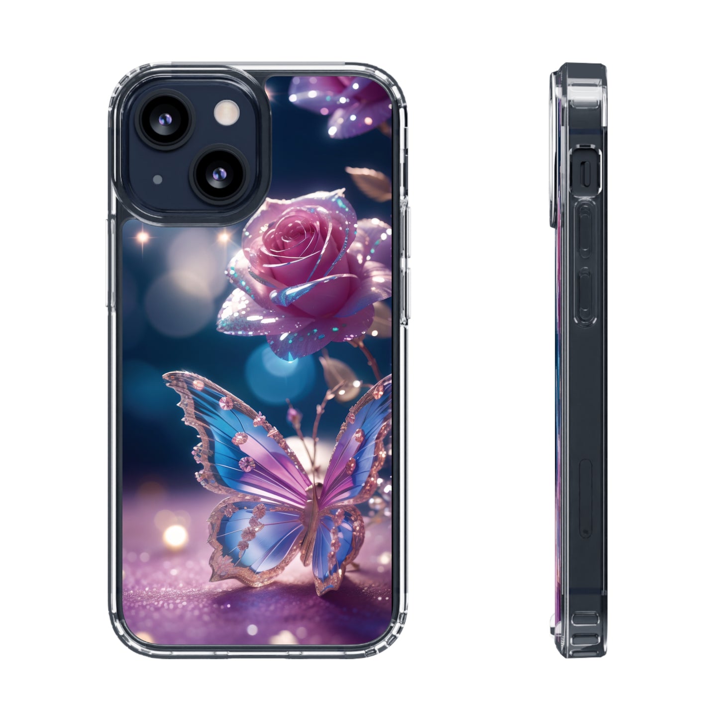 Clear Phone Cases: Fantasy Butterfly and Roses