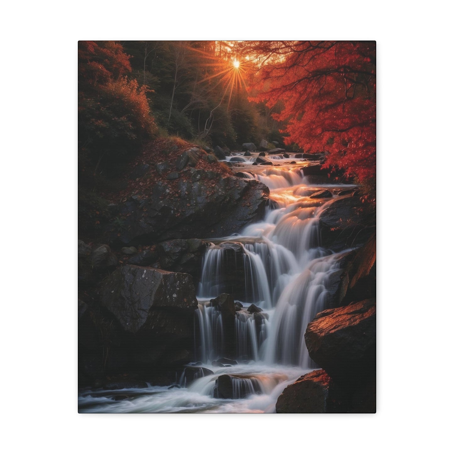 Sunrise Over the Waterfall: Canvas Gallery Wraps