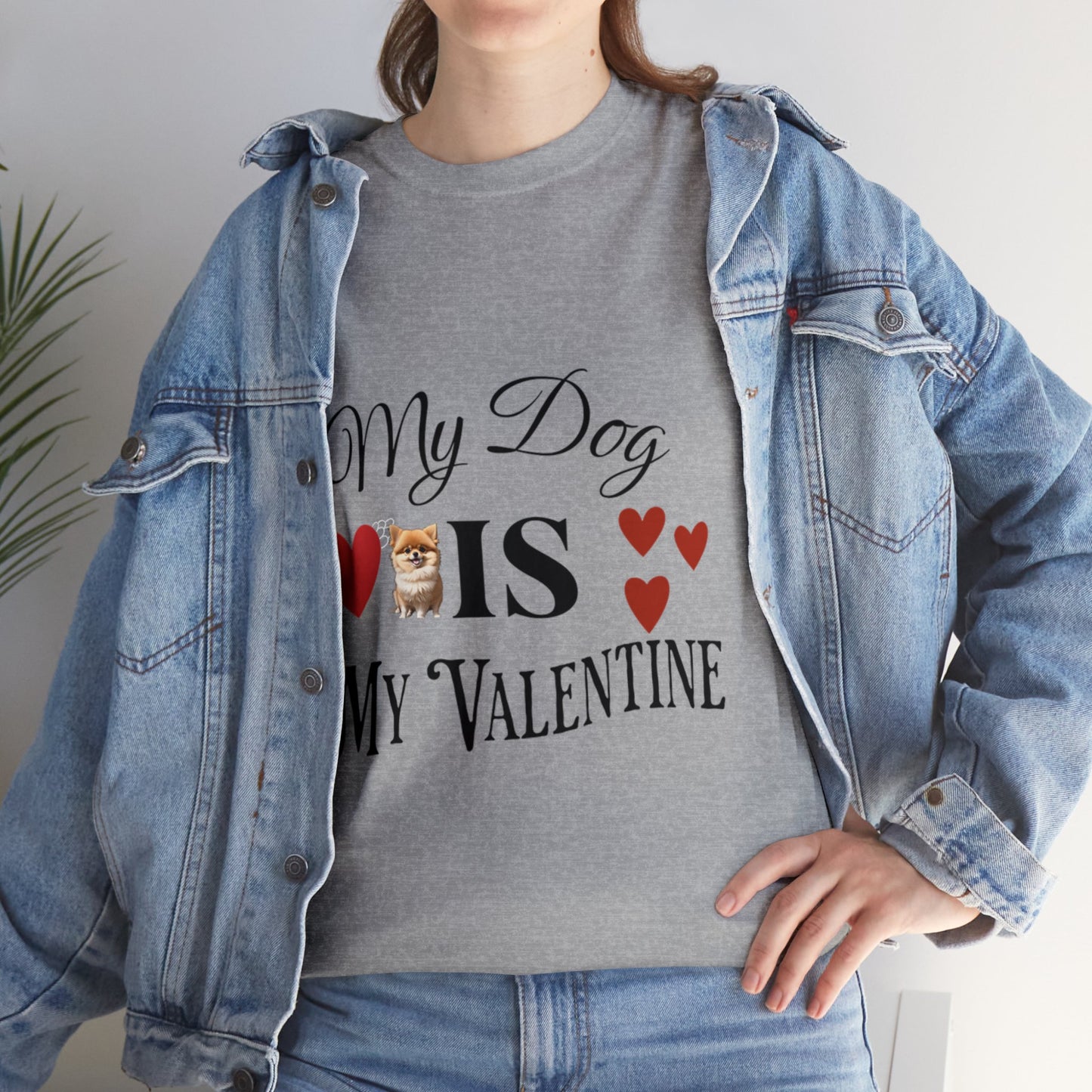 My dog is my valentine - Unisex Heavy Cotton Tee