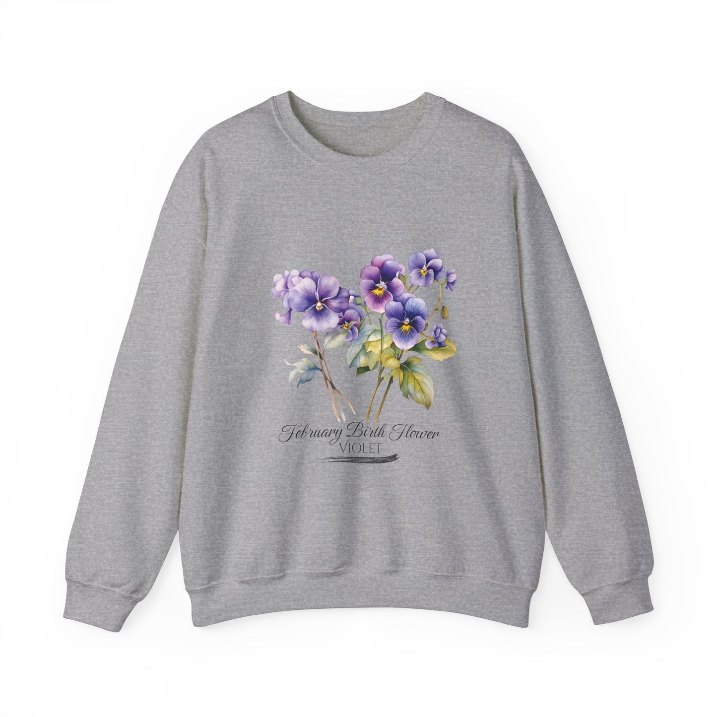 February Birth Flowers (Violet) - Unisex Heavy Blend™ Crewneck Sweatshirt