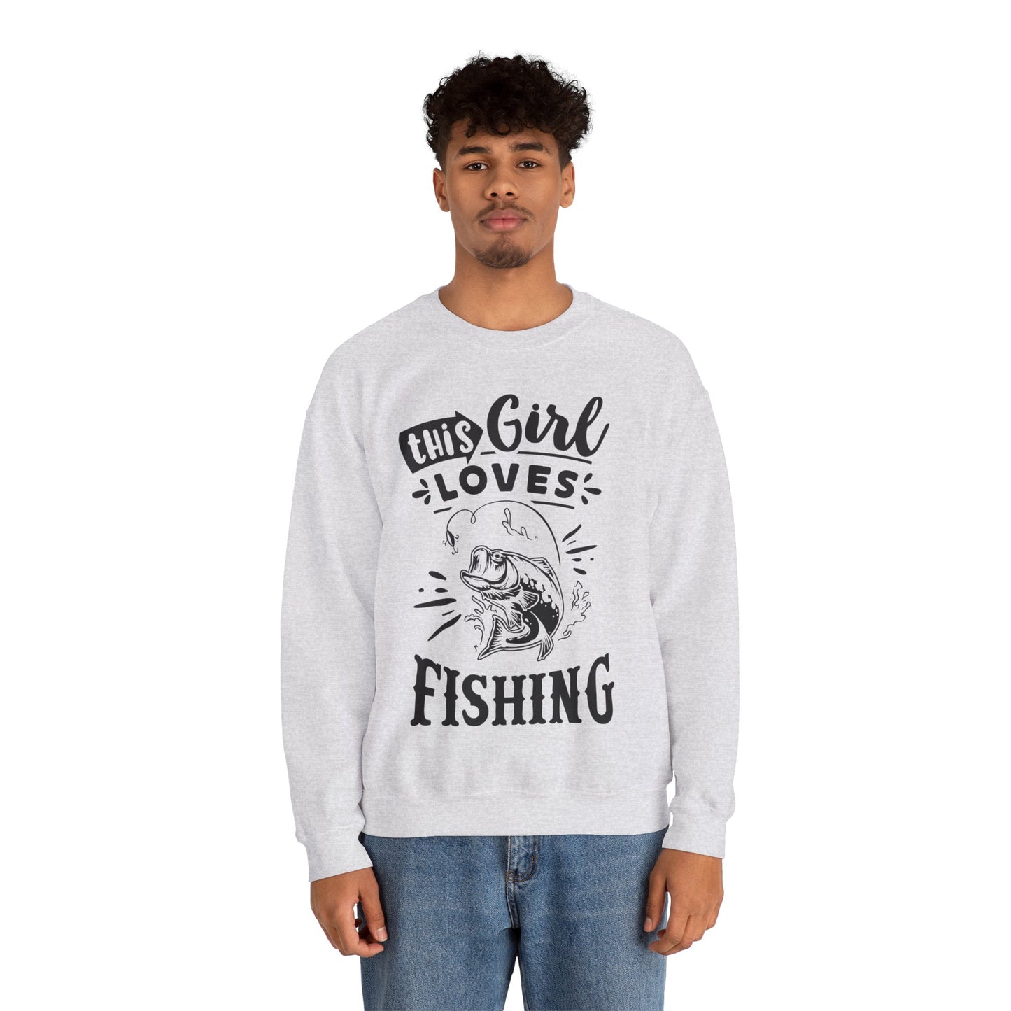 This girl loves fishing - Unisex Heavy Blend™ Crewneck Sweatshirt