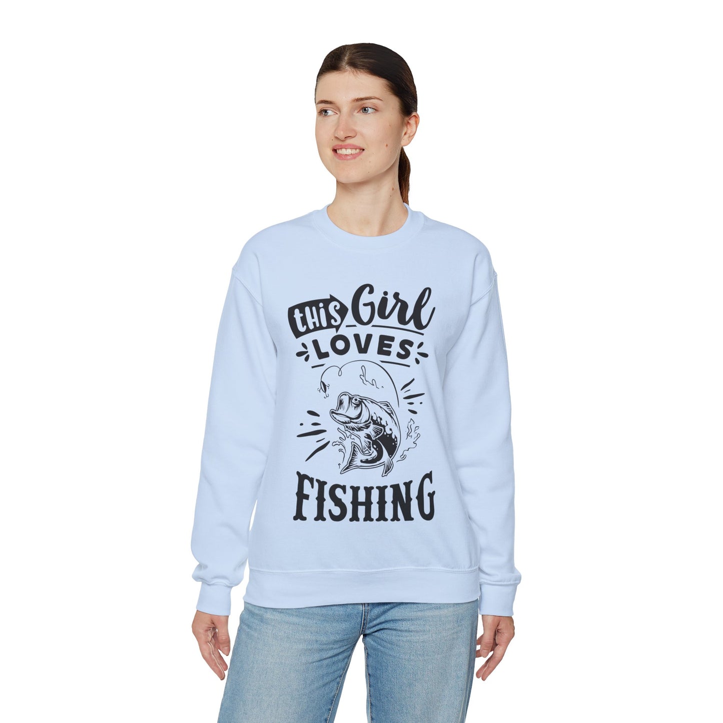 This girl loves fishing - Unisex Heavy Blend™ Crewneck Sweatshirt