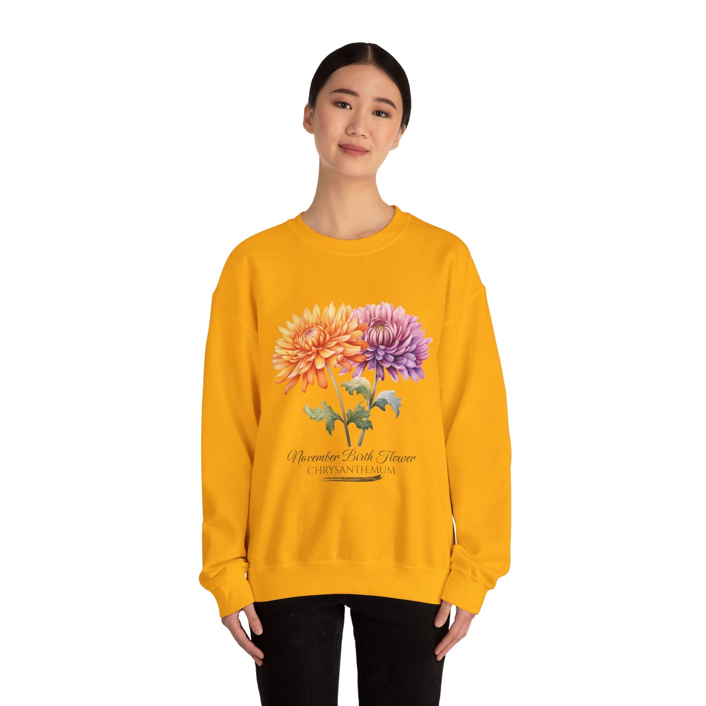 November Birth Flower (Chrysanthemum) - Unisex Heavy Blend™ Crewneck Sweatshirt