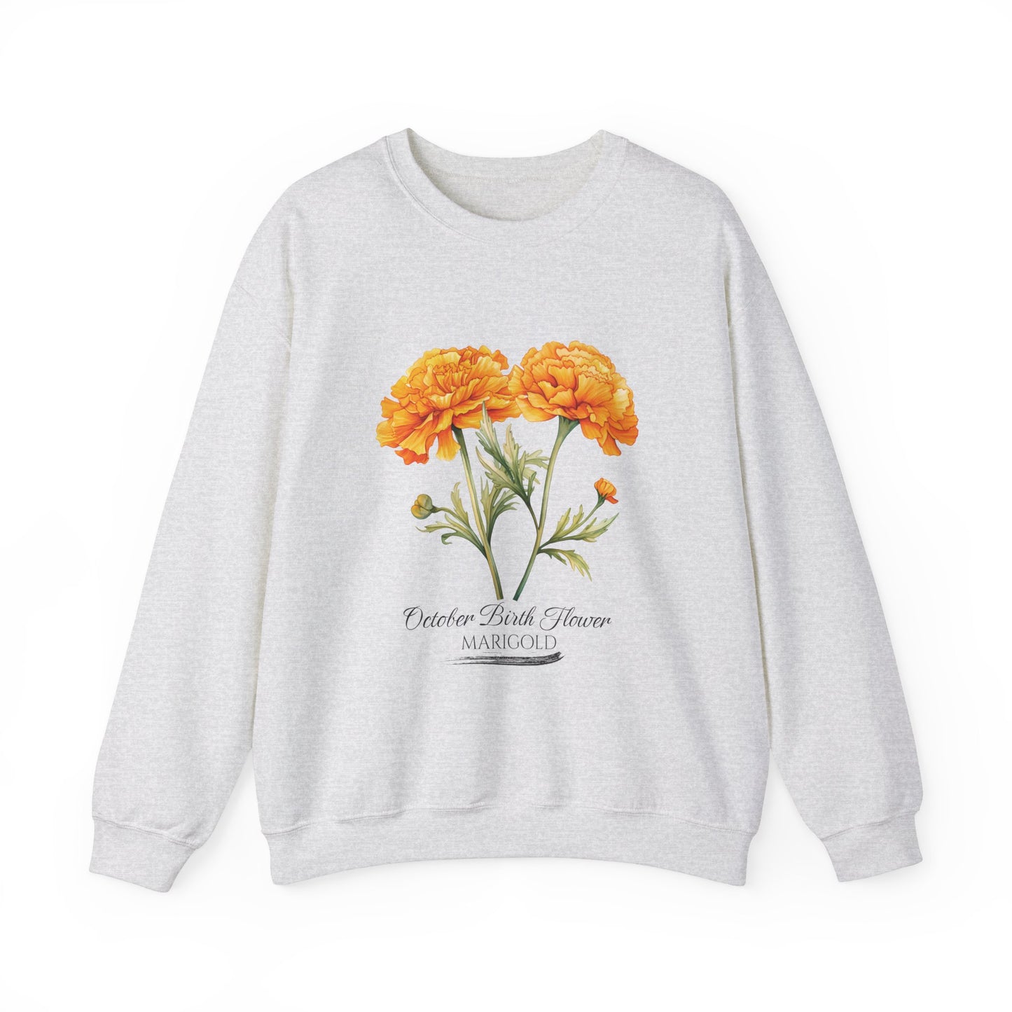 October Birth Flower (Marigold) - Unisex Heavy Blend™ Crewneck Sweatshirt