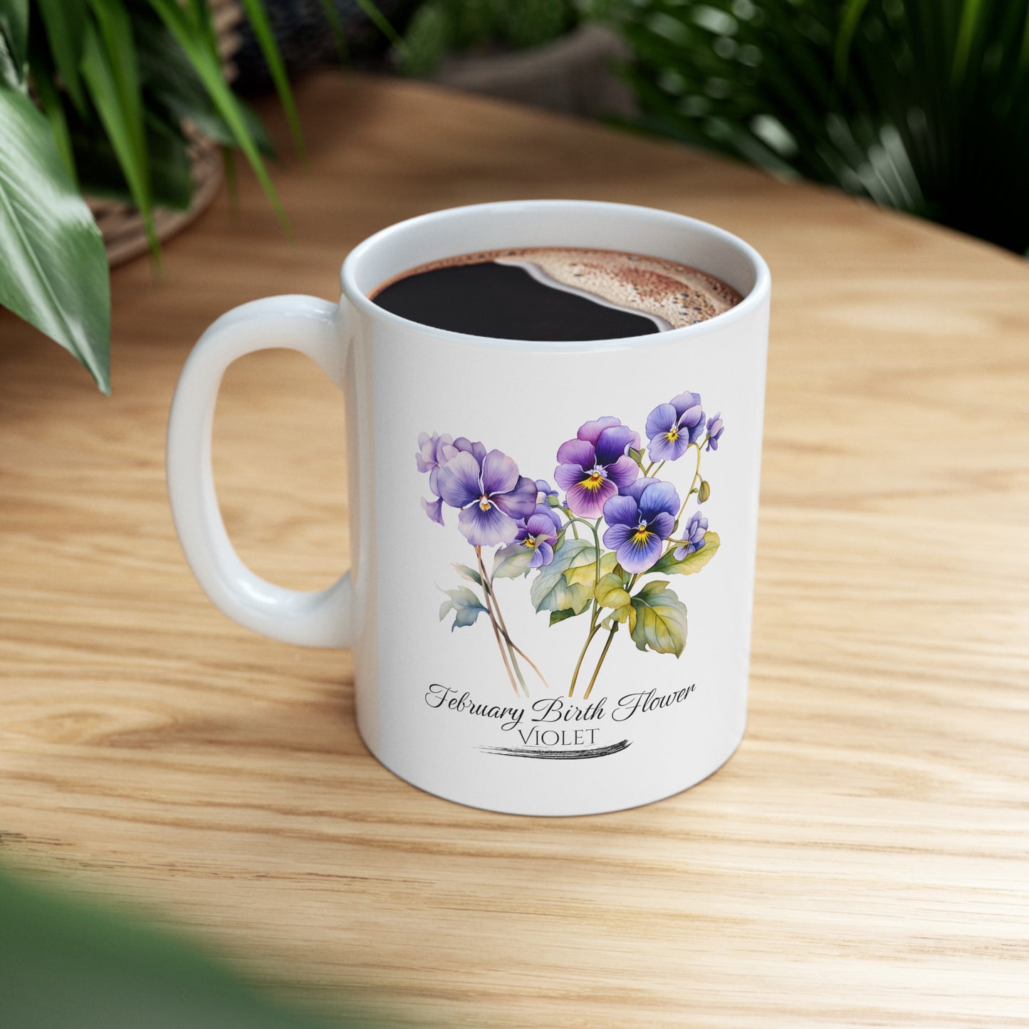February Birth Flower (Violet): Ceramic Mug 11oz