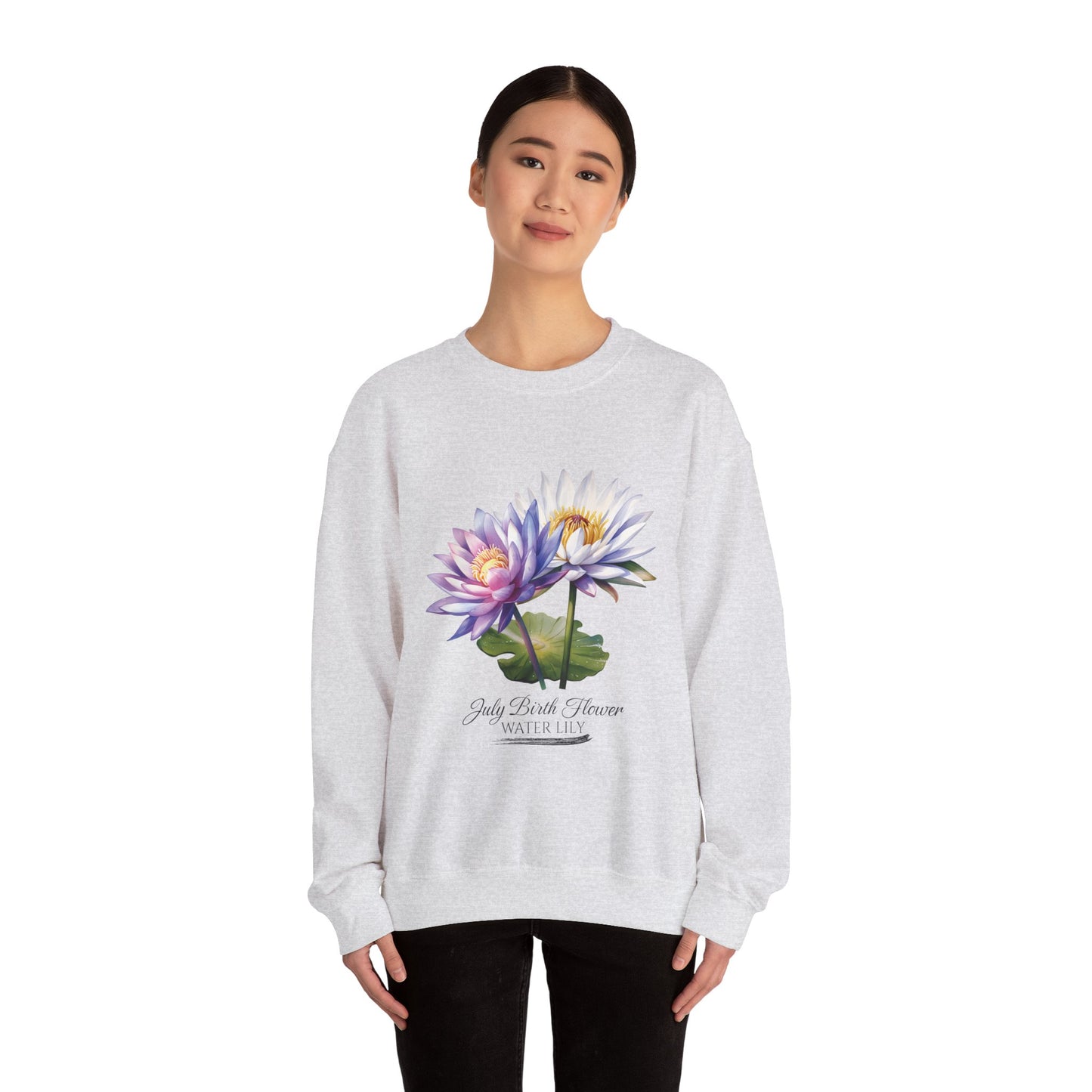 July Birth Flower (Water Lily) - Unisex Heavy Blend™ Crewneck Sweatshirt