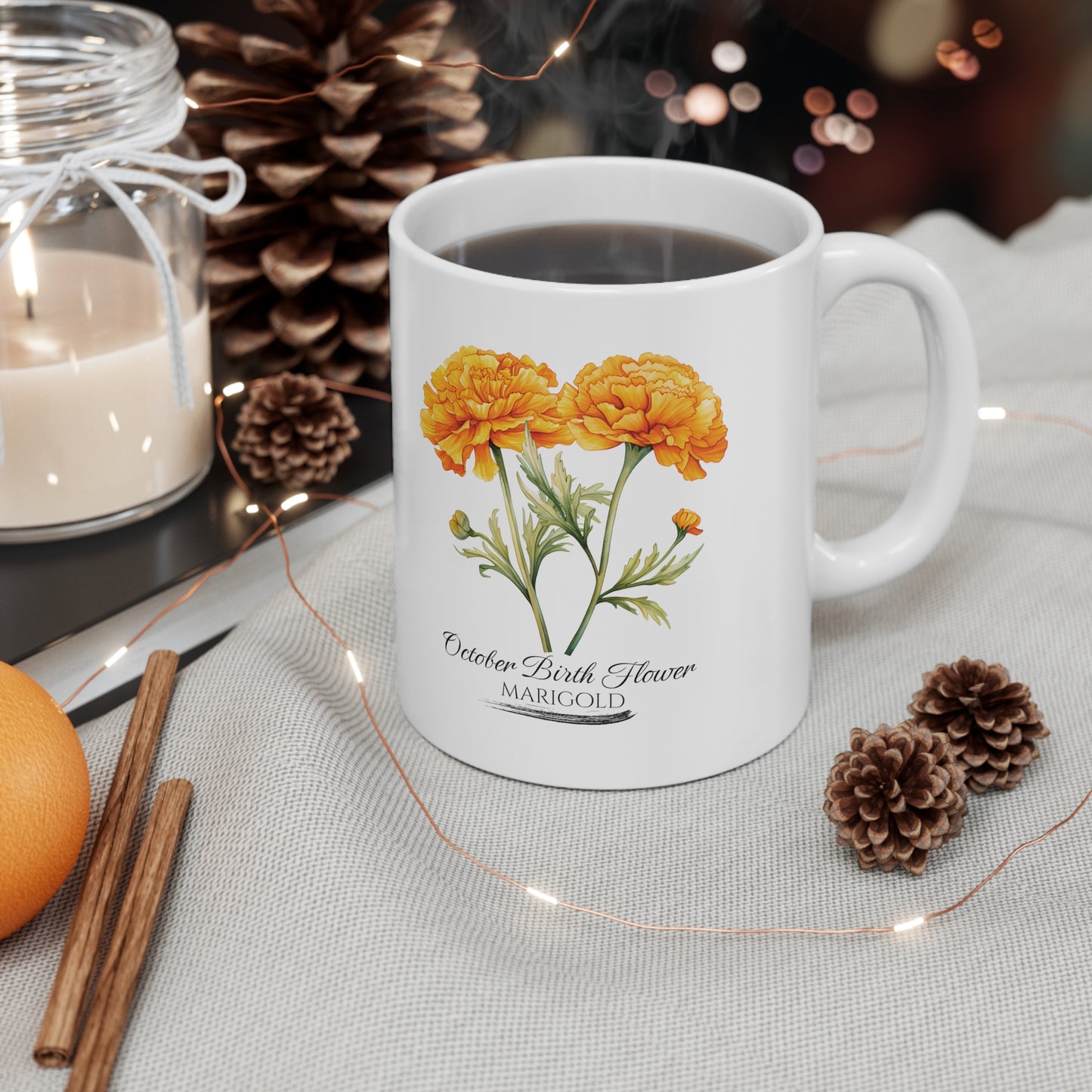 October Birth Flower (Marigold): Ceramic Mug 11oz