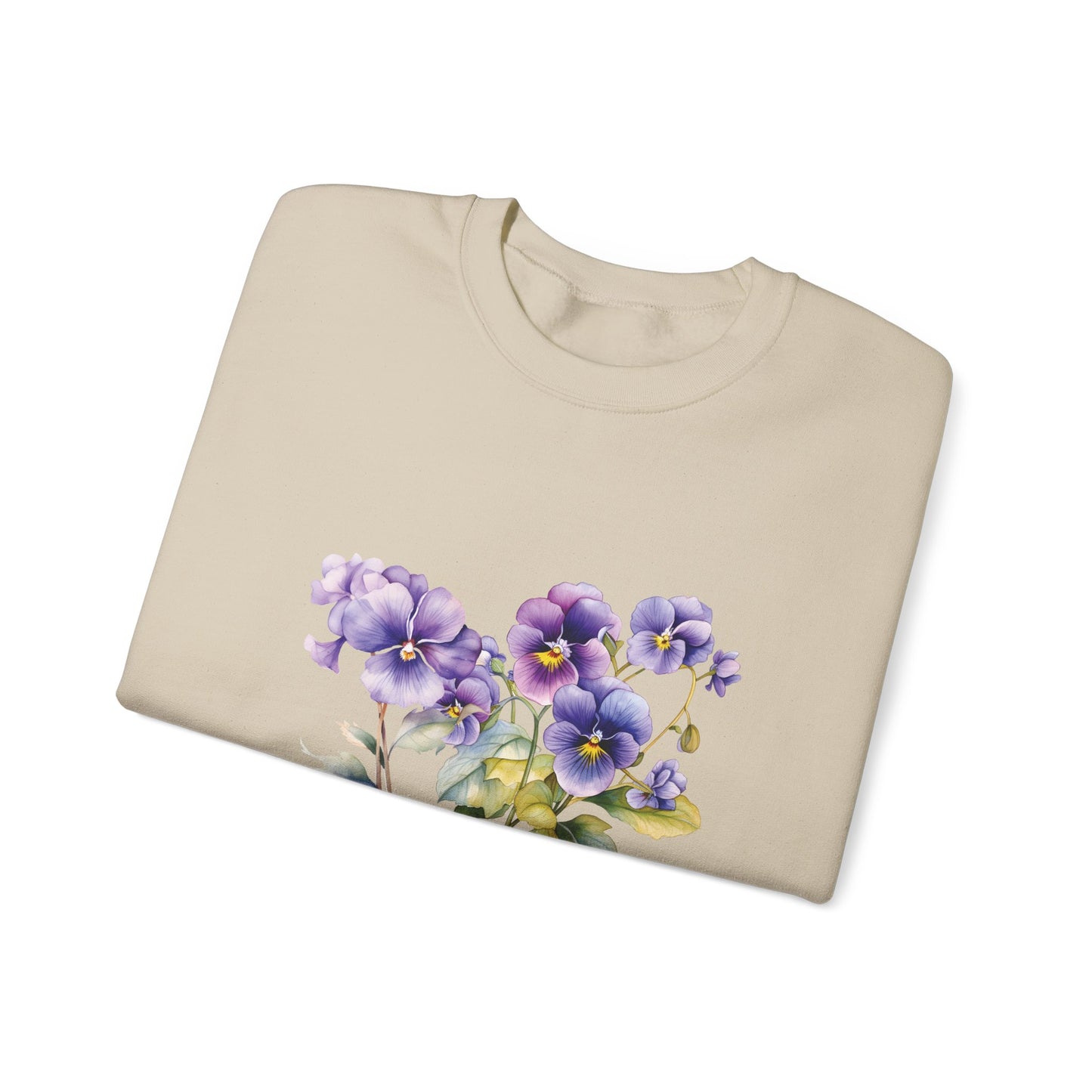 February Birth Flowers (Violet) - Unisex Heavy Blend™ Crewneck Sweatshirt