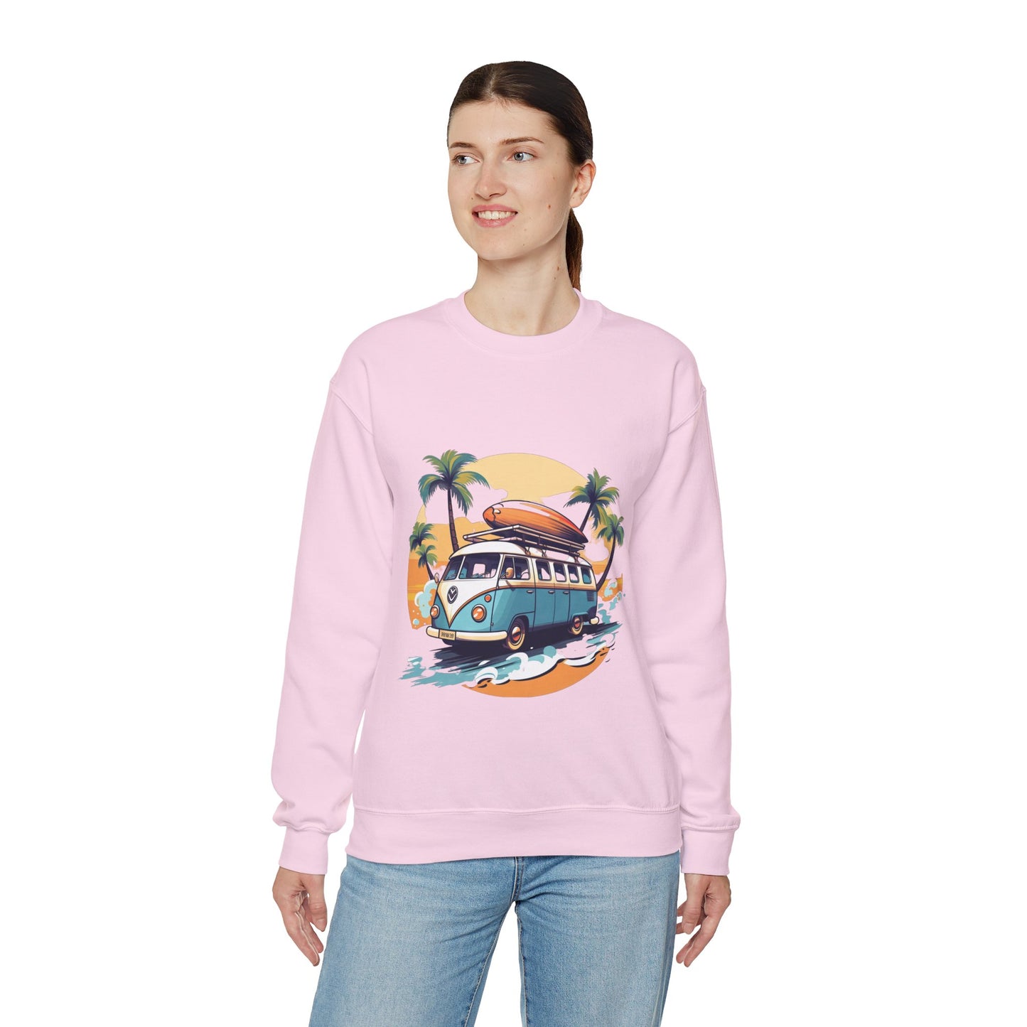 Retro Surf Van - Unisex Heavy Blend™ Crewneck Sweatshirt