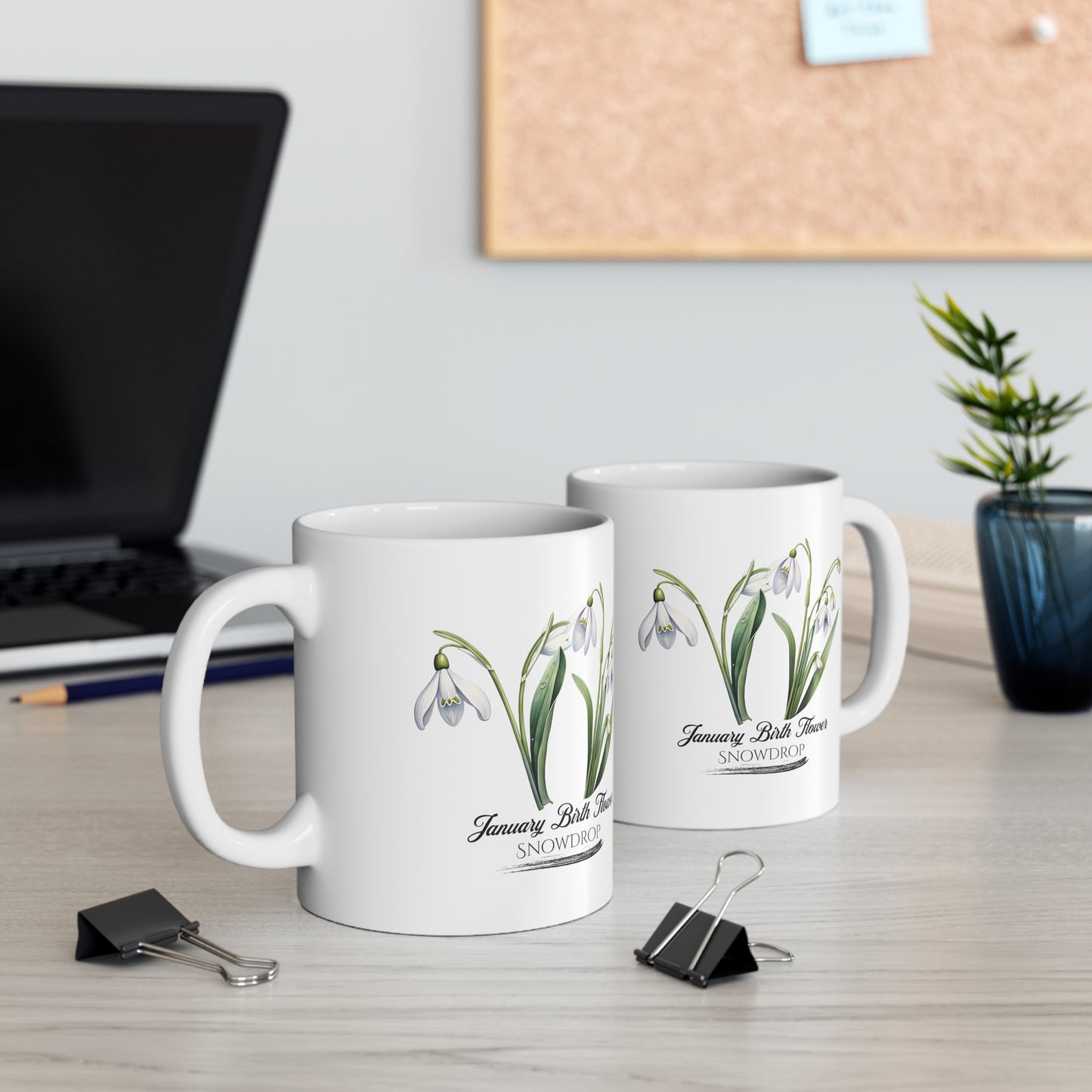 January Birth Flower (Snowdrop): Ceramic Mug 11oz