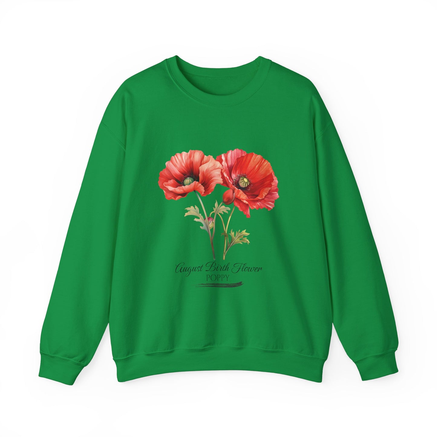 August Birth Flower (Poppy) - Unisex Heavy Blend™ Crewneck Sweatshirt