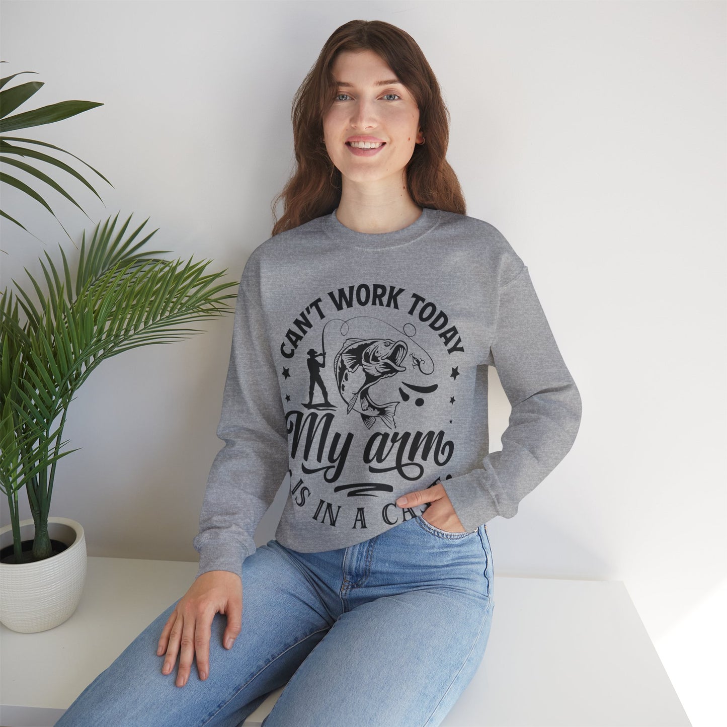 Can't work today, my arm is in a cast - Unisex Heavy Blend™ Crewneck Sweatshirt