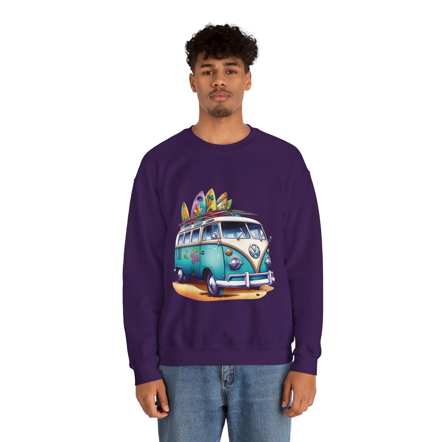 Retro Surf Van - Unisex Heavy Blend™ Crewneck Sweatshirt