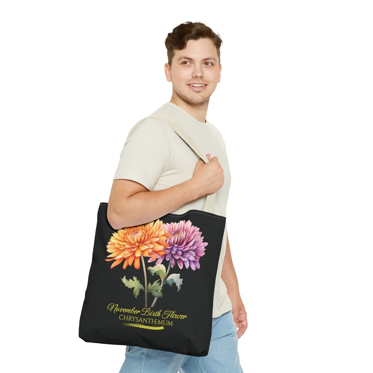 November Birth Flower: Chrysanthemum - Tote Bag (AOP)