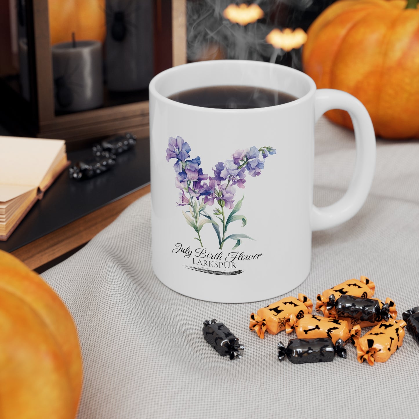 July Birth Flower (Larkspur): Ceramic Mug 11oz