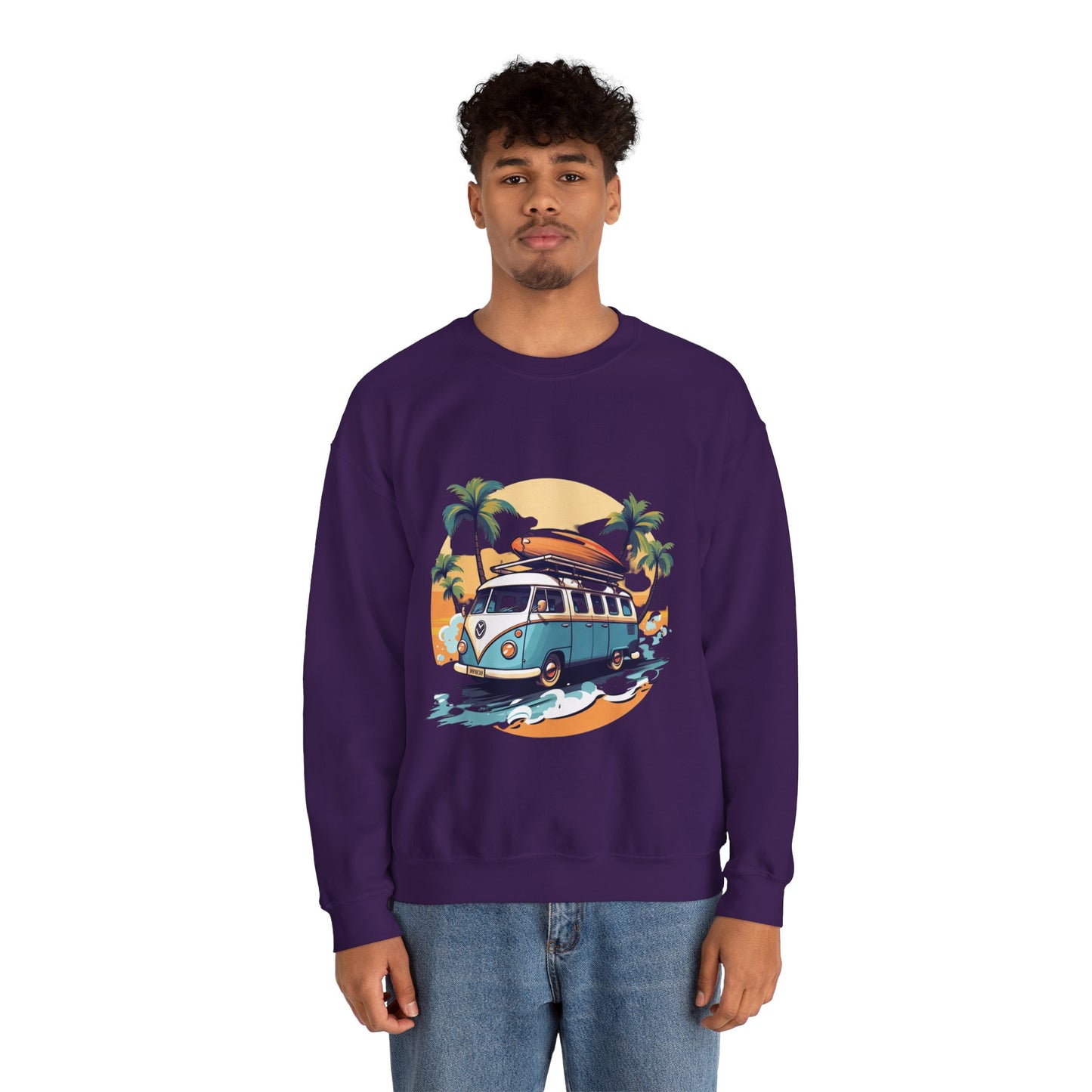 Retro Surf Van - Unisex Heavy Blend™ Crewneck Sweatshirt