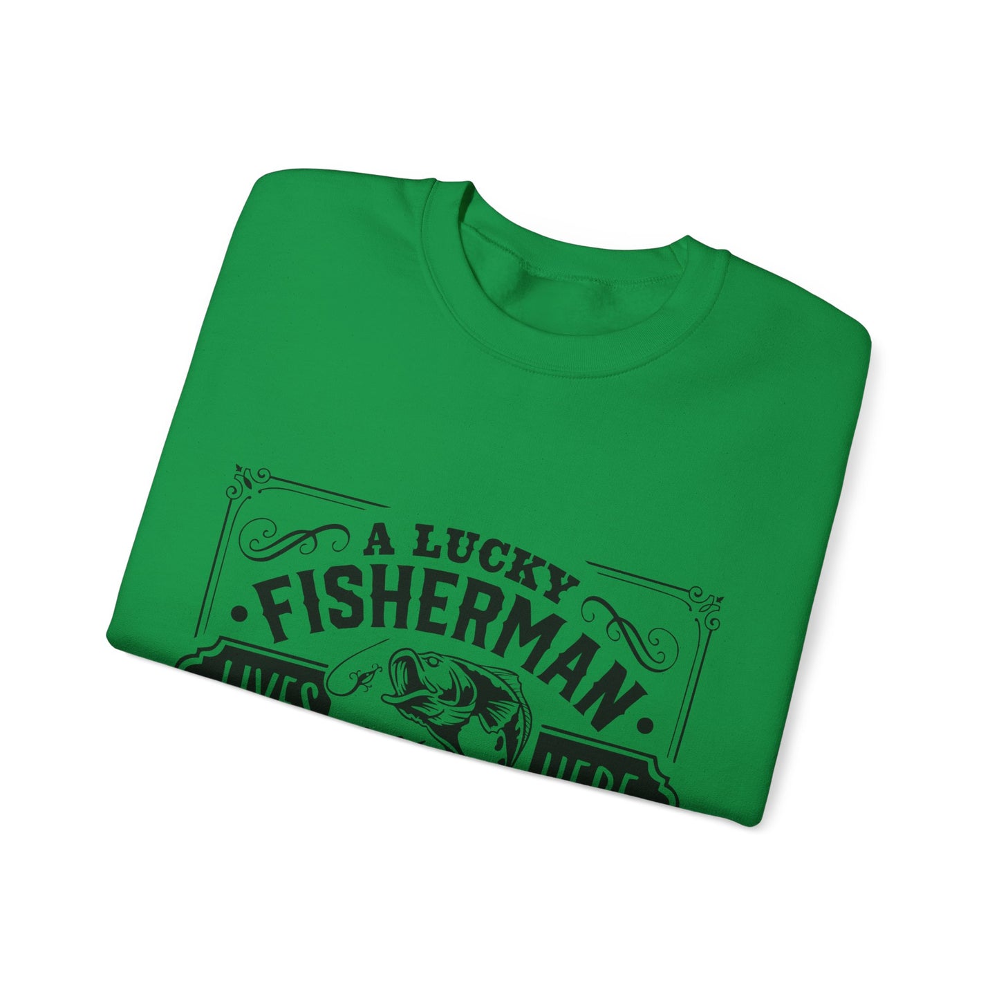 Lucky fisherman lives here - Unisex Heavy Blend™ Crewneck Sweatshirt