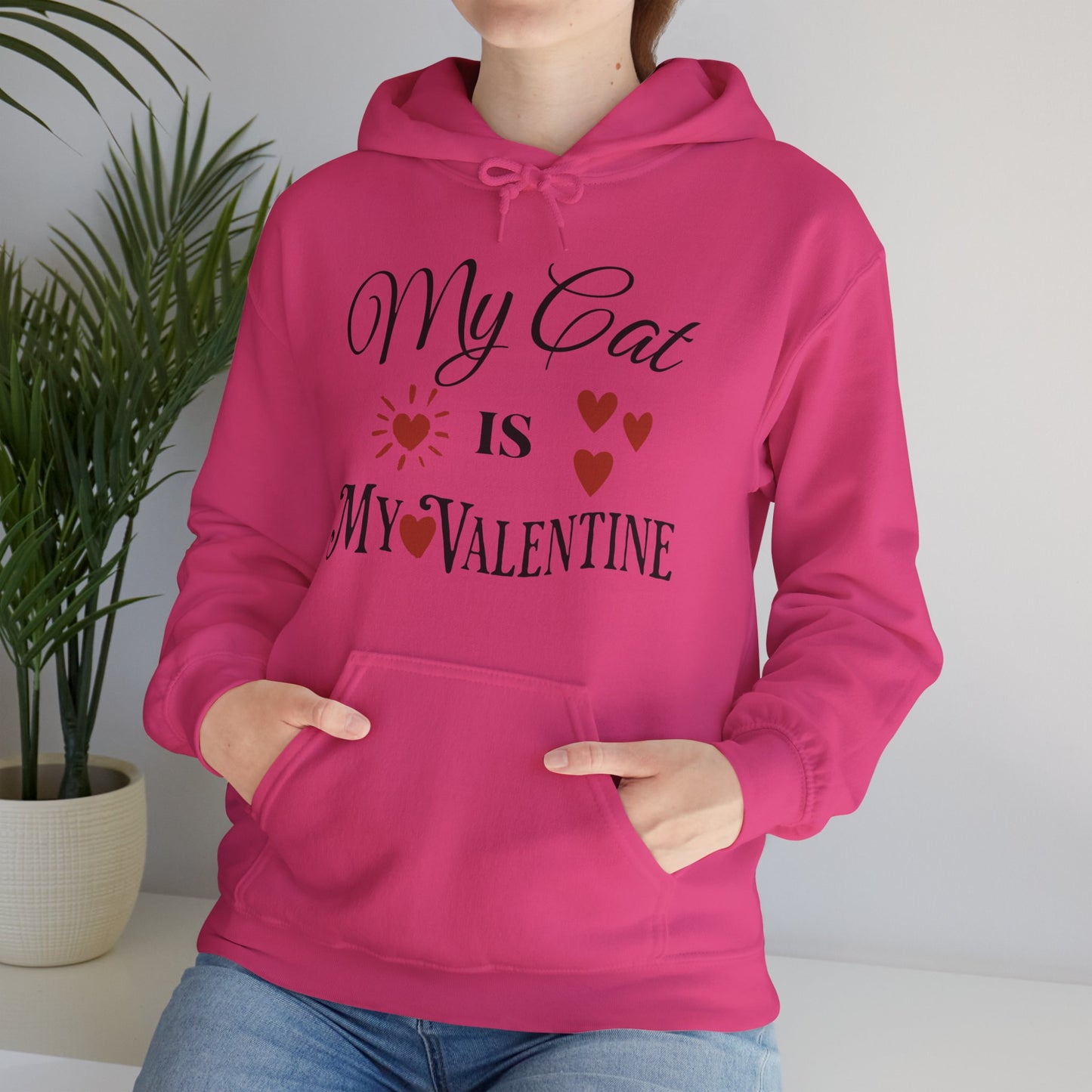 My Cat Is My Valentine - Unisex Heavy Blend™ Hooded Sweatshirt