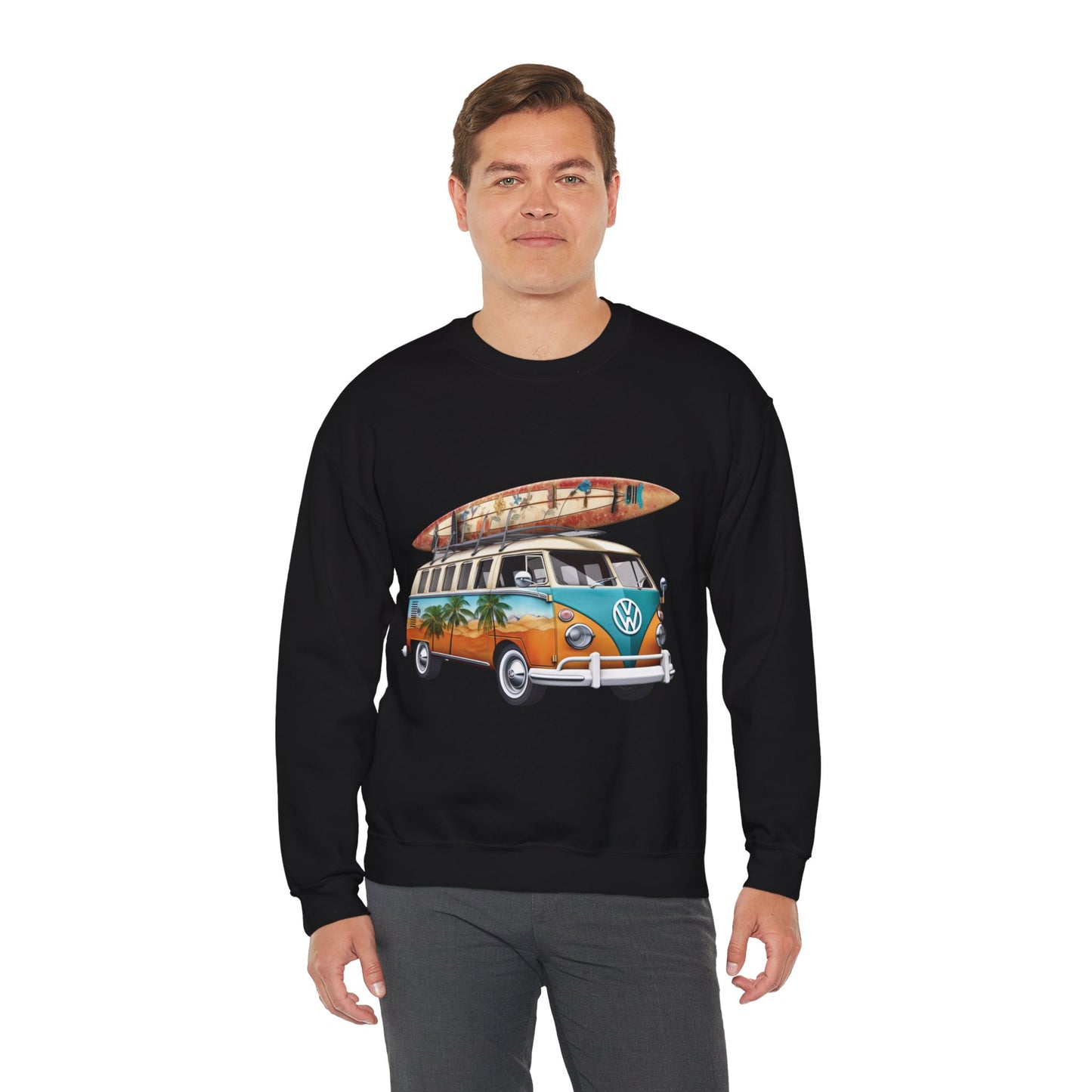 Retro Surf Van - Unisex Heavy Blend™ Crewneck Sweatshirt