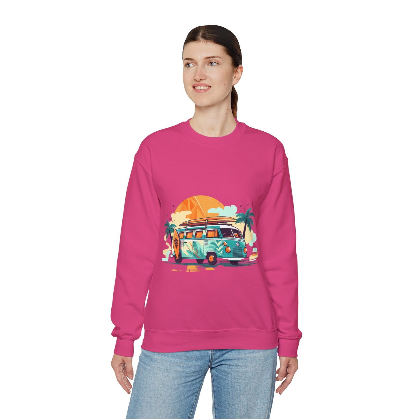 Retro Surf Van - Unisex Heavy Blend™ Crewneck Sweatshirt