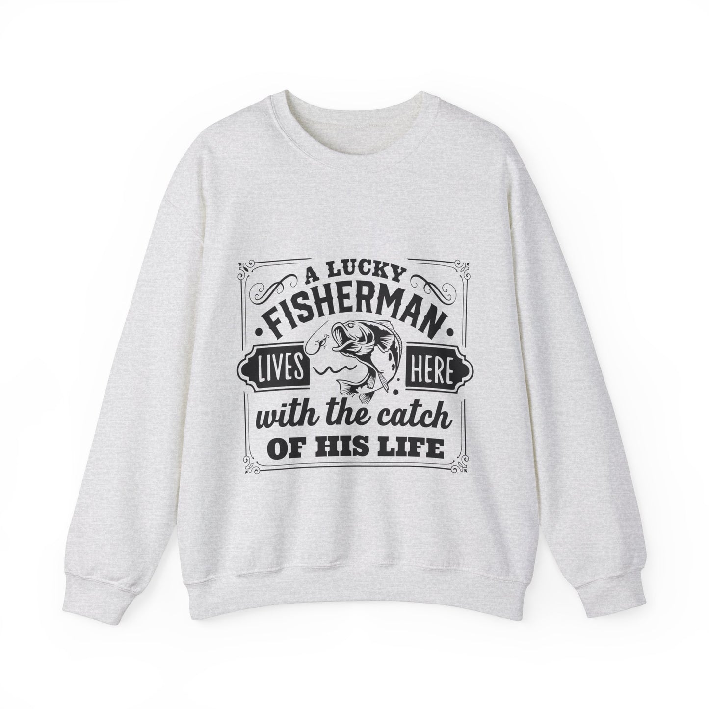 Lucky fisherman lives here - Unisex Heavy Blend™ Crewneck Sweatshirt