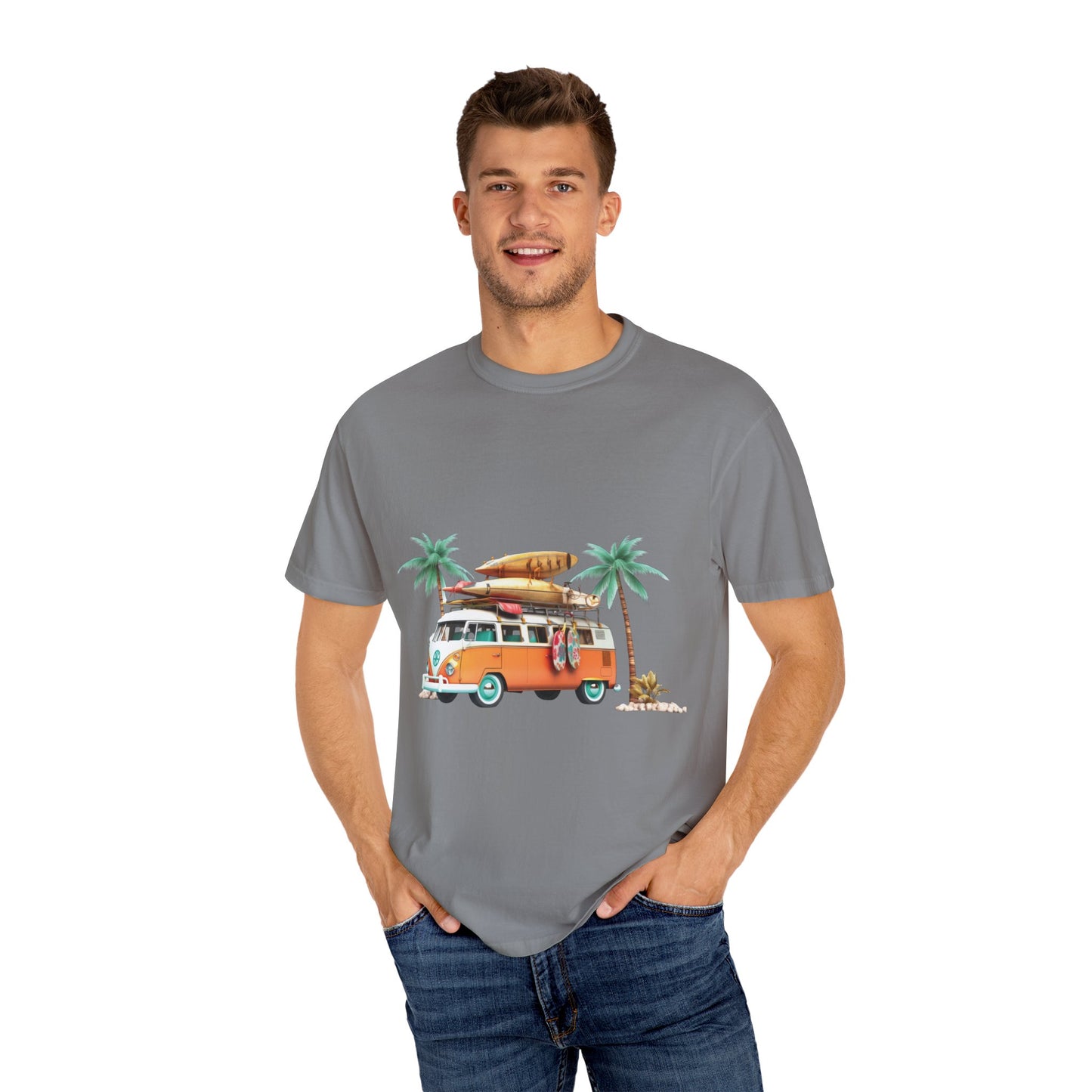 Retro Surf Van: Unisex Garment-Dyed T-shirt