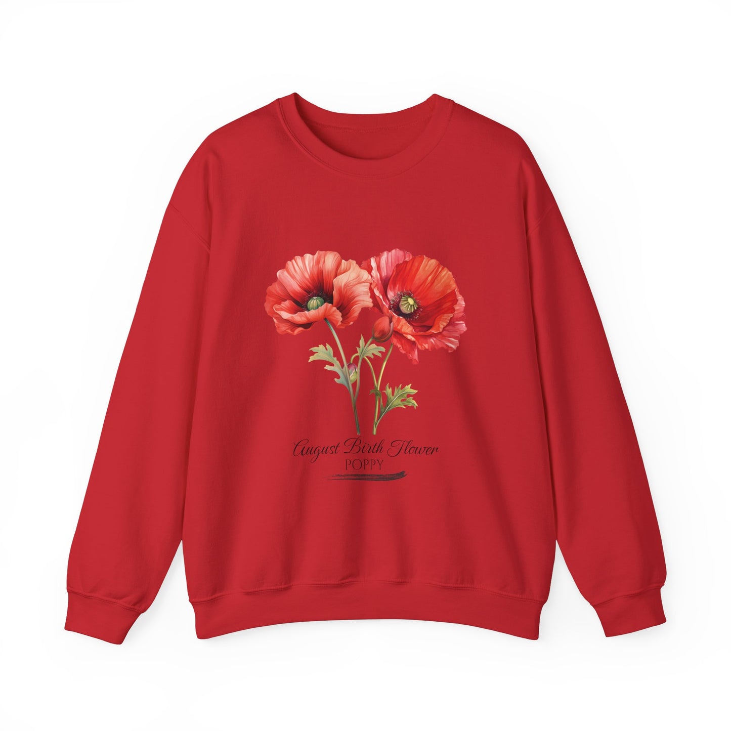 August Birth Flower (Poppy) - Unisex Heavy Blend™ Crewneck Sweatshirt