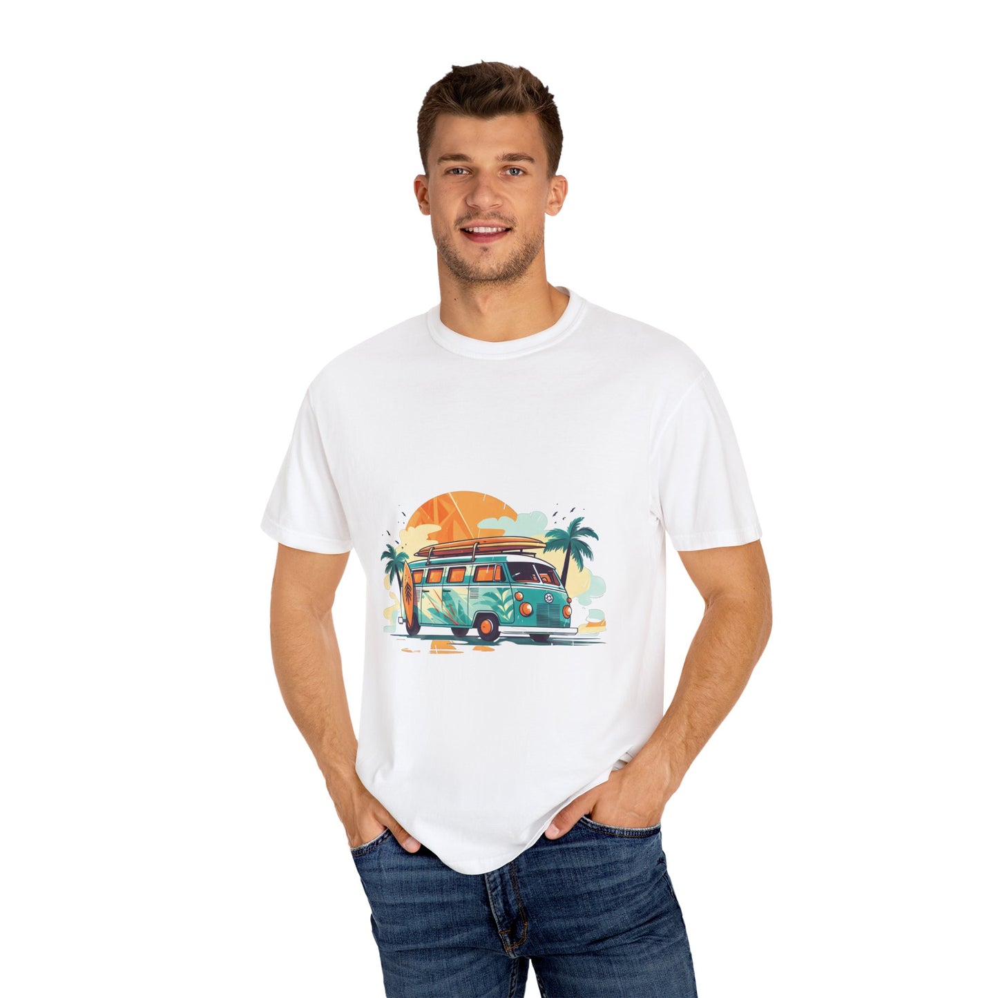 Retro Surf Van: Unisex Garment-Dyed T-shirt