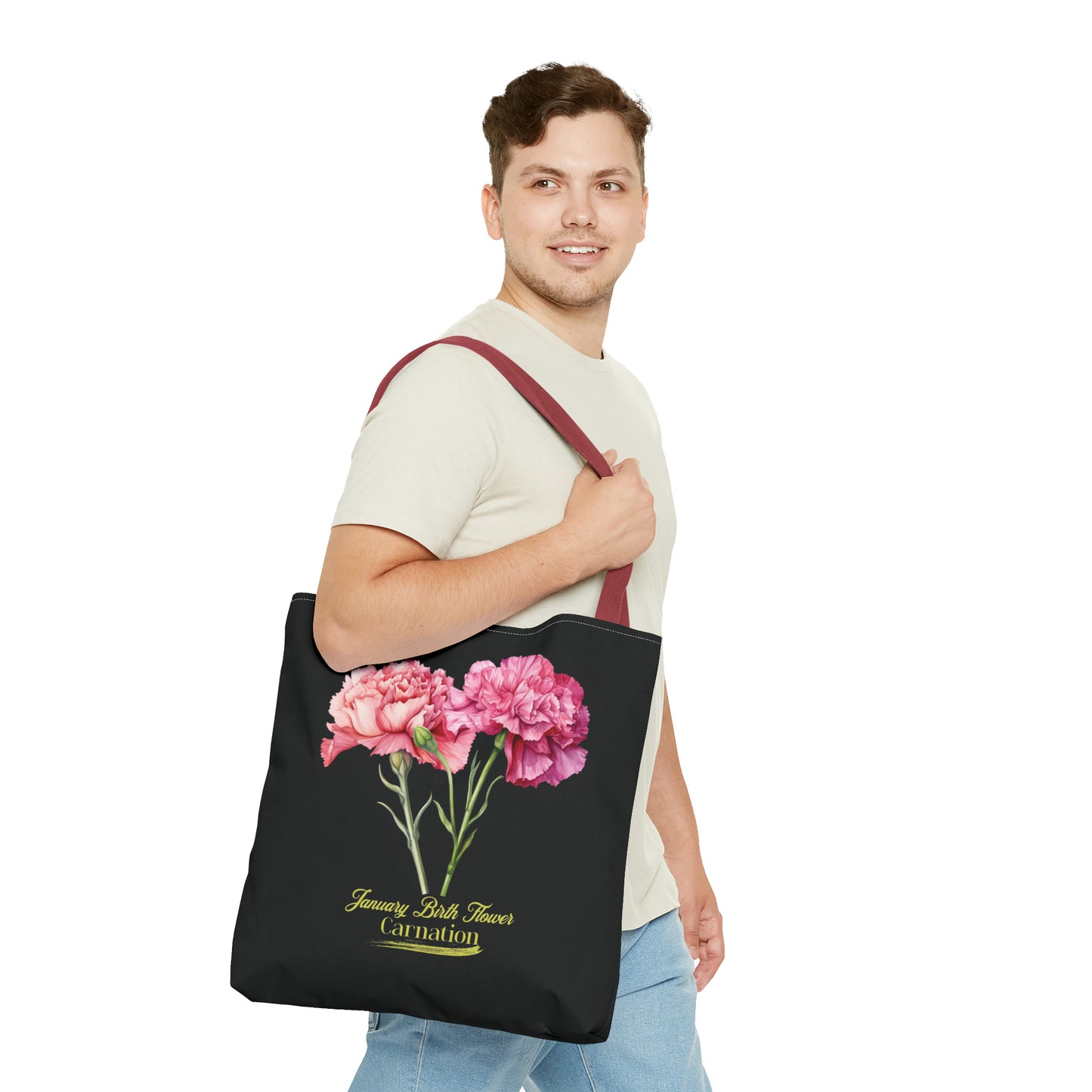 January Birth Flower: Carnation - Tote Bag (AOP)