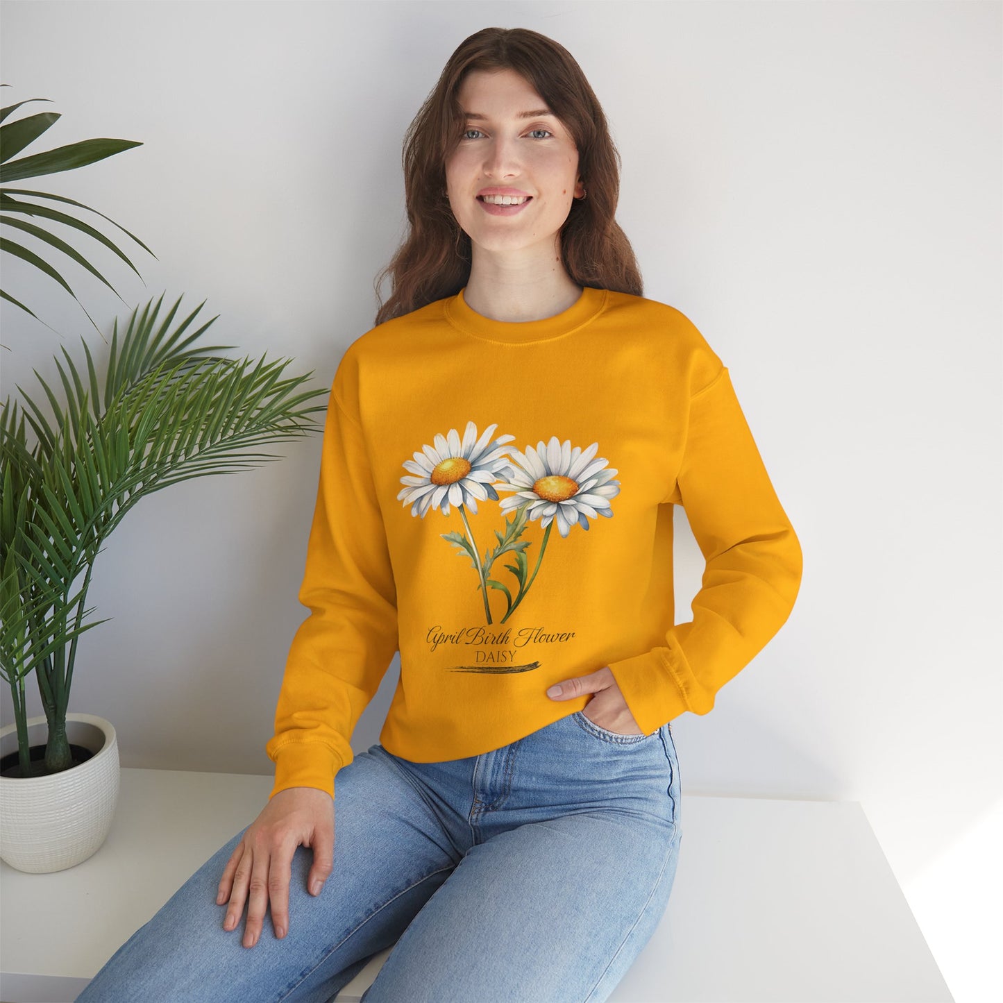 April Birth Flower (Daisy) - Unisex Heavy Blend™ Crewneck Sweatshirt