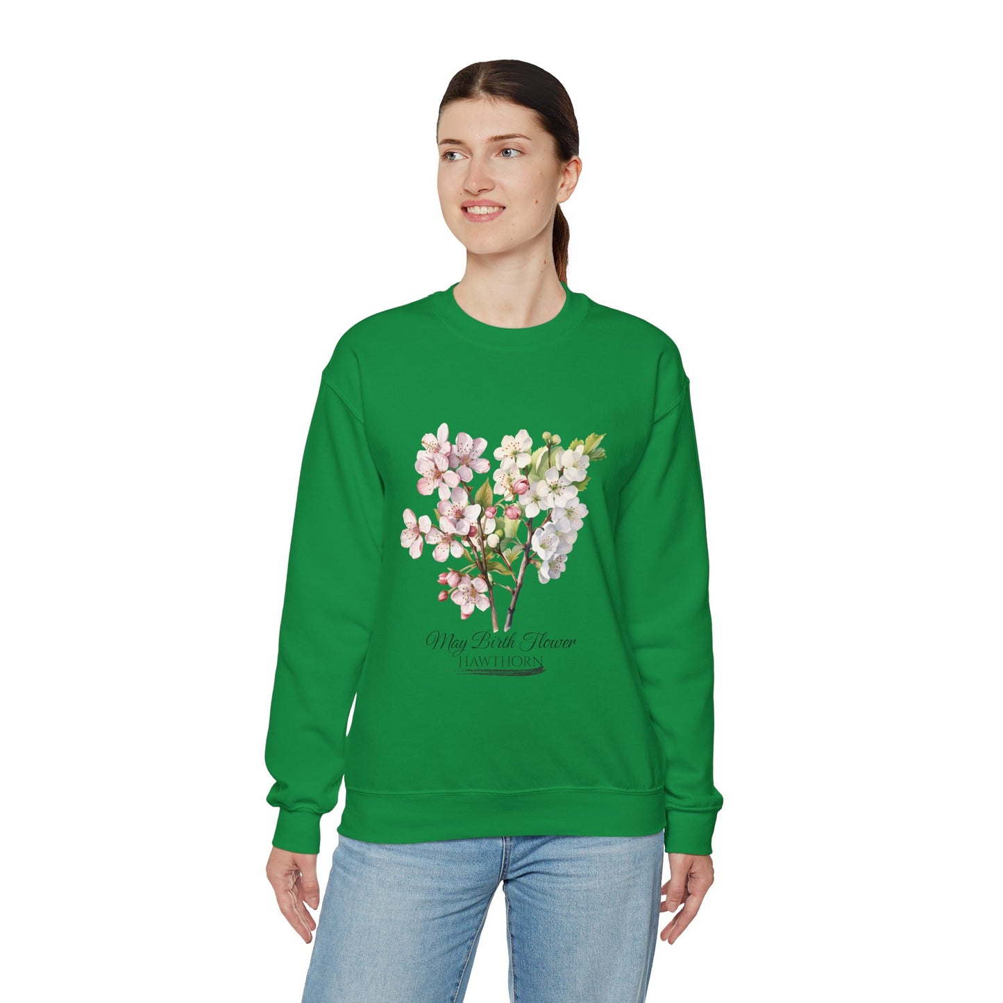 May Birth Flower (Hawthorn) - Unisex Heavy Blend™ Crewneck Sweatshirt