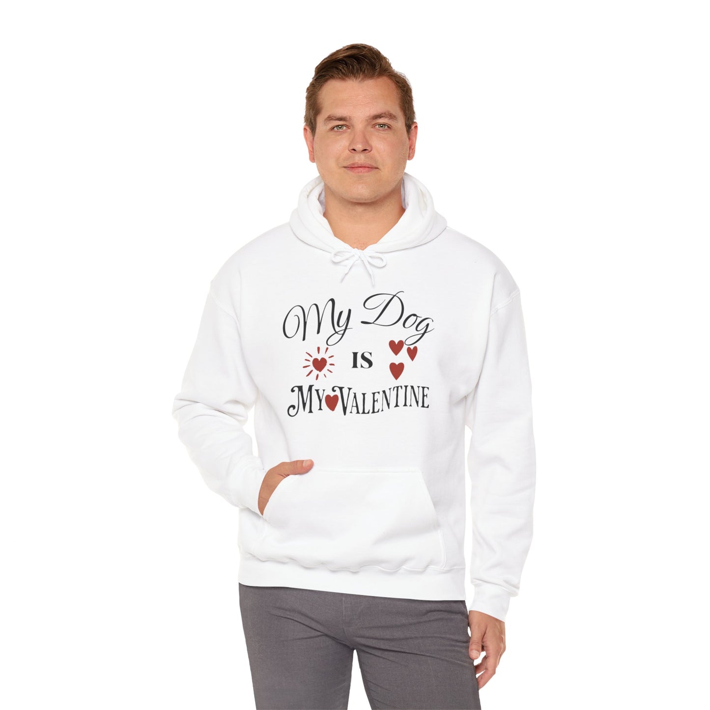 My Dog Is My Valentine - Unisex Heavy Blend™ Hooded Sweatshirt