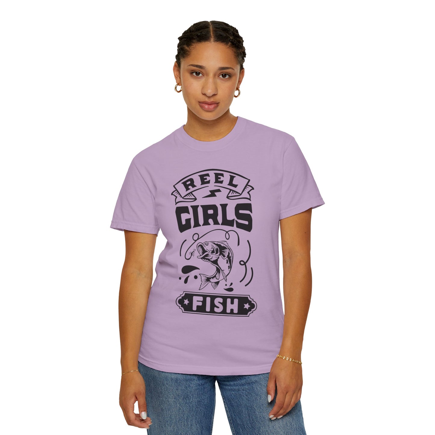 Reel girls fish: Unisex Garment-Dyed T-shirt