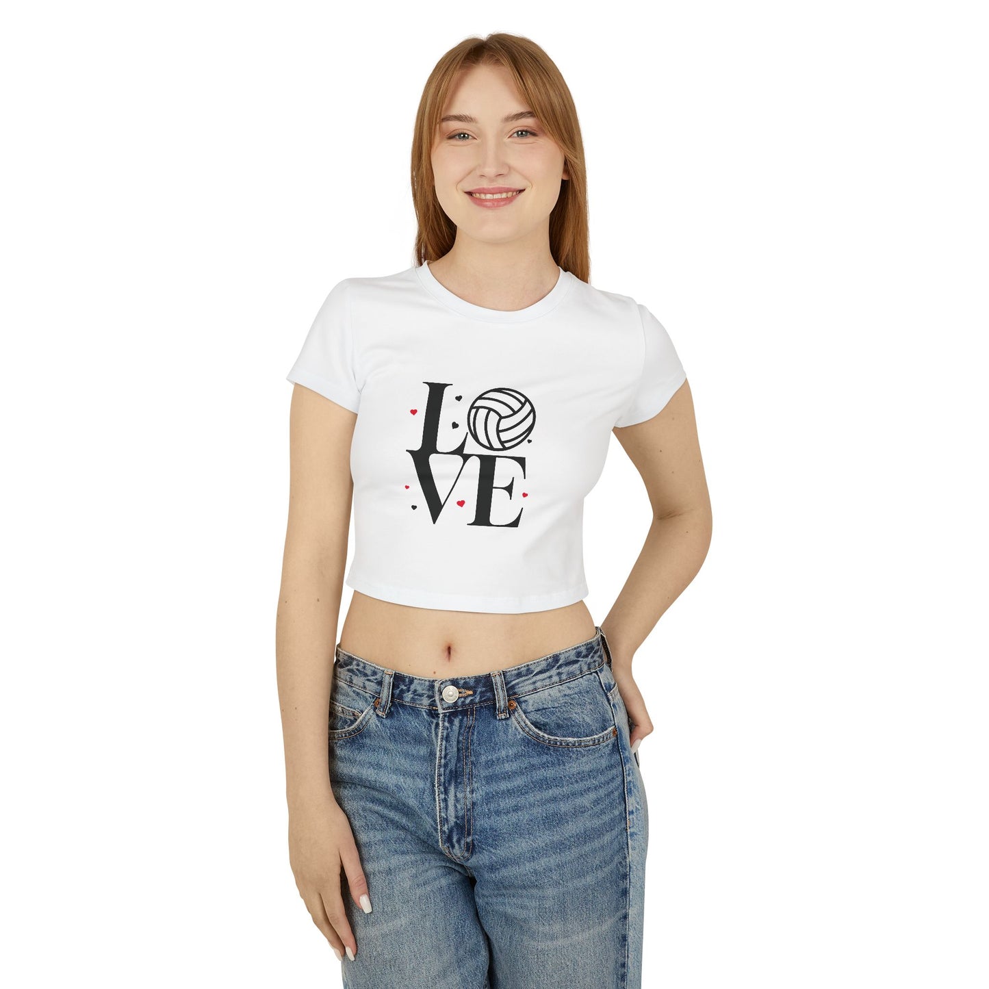 Love Volleyball Women's Baby Tee - Cute Sports Shirt, Gift for Athletes, Tee for Volleyball Lovers, Summer Casual Top
