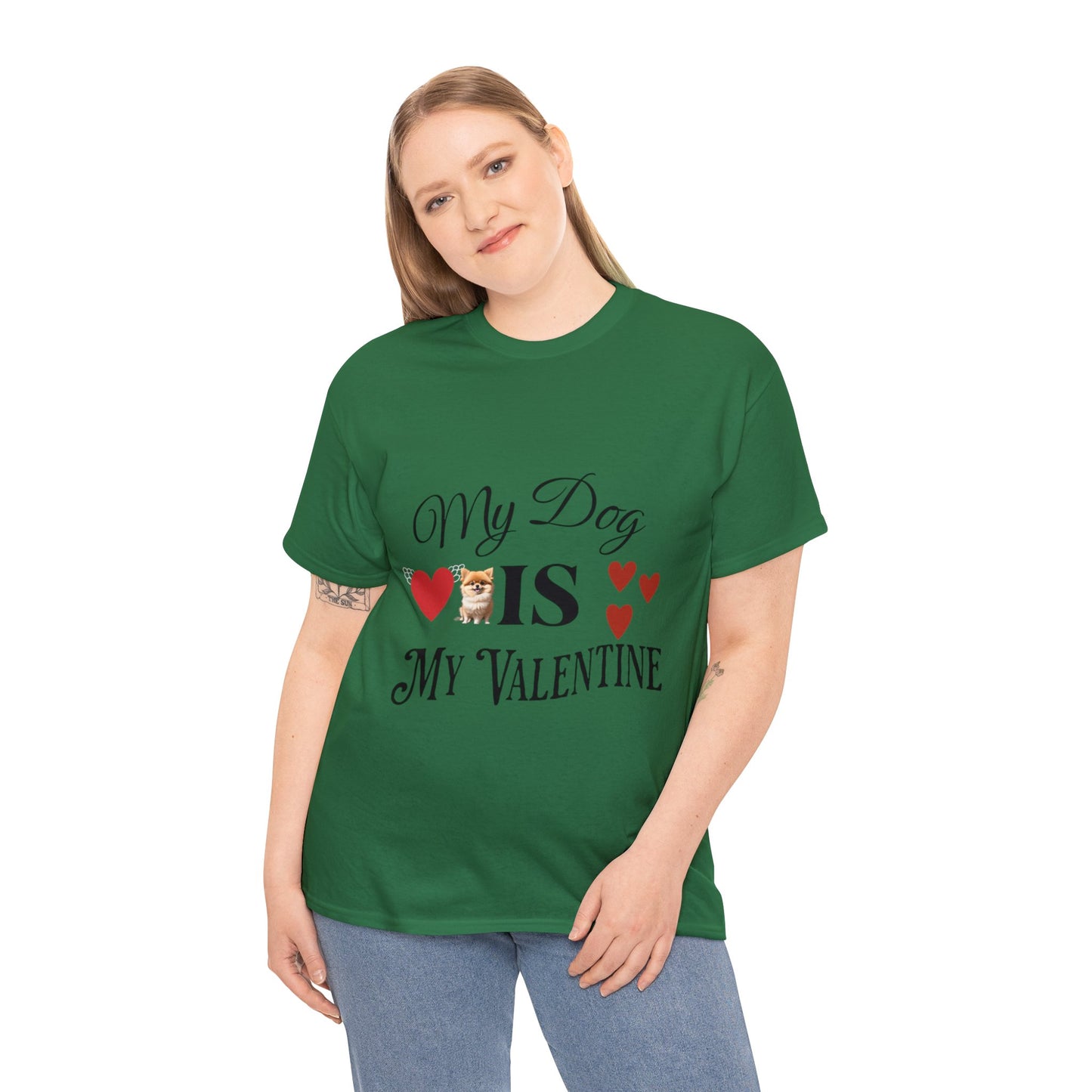 My dog is my valentine - Unisex Heavy Cotton Tee