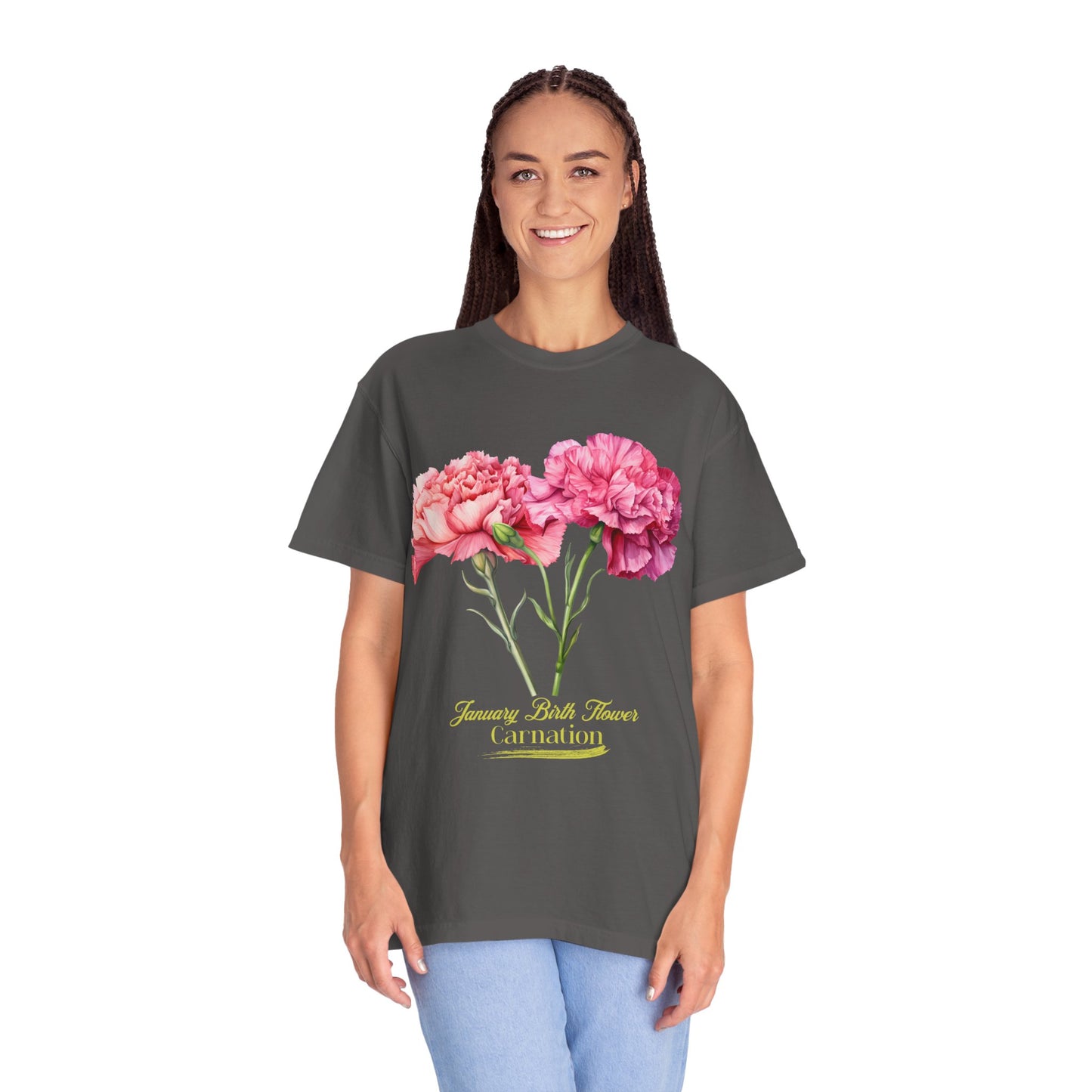 January Birth Flower "Daffodil" (For Print on Dark Fabric) - Unisex Garment-Dyed T-shirt