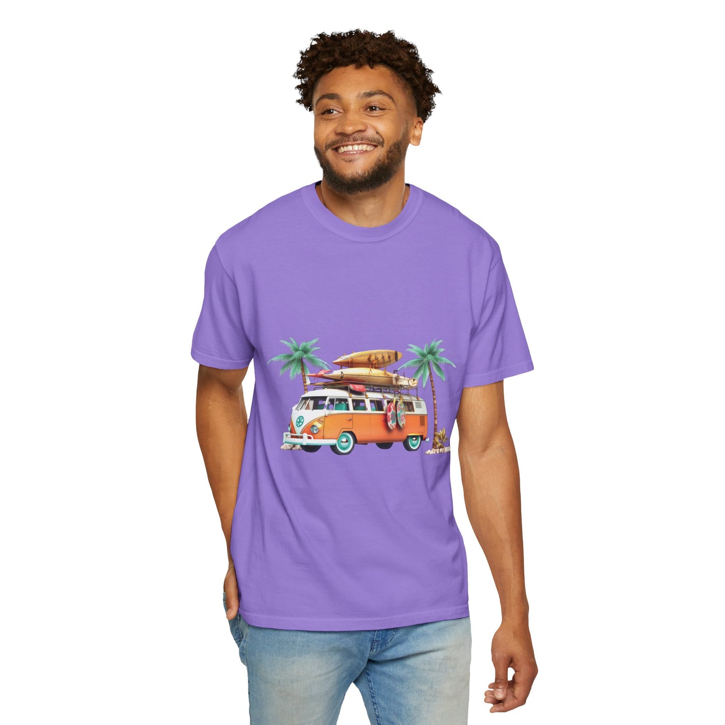 Retro Surf Van: Unisex Garment-Dyed T-shirt