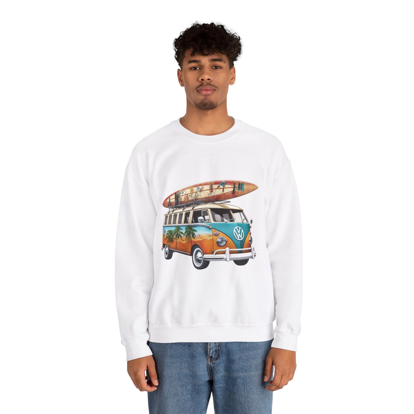 Retro Surf Van - Unisex Heavy Blend™ Crewneck Sweatshirt