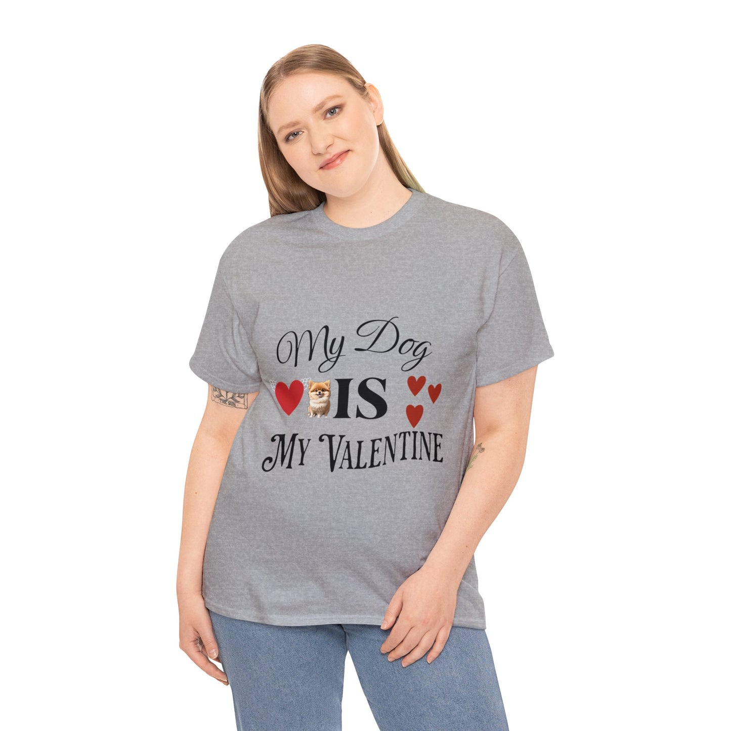 My dog is my valentine - Unisex Heavy Cotton Tee