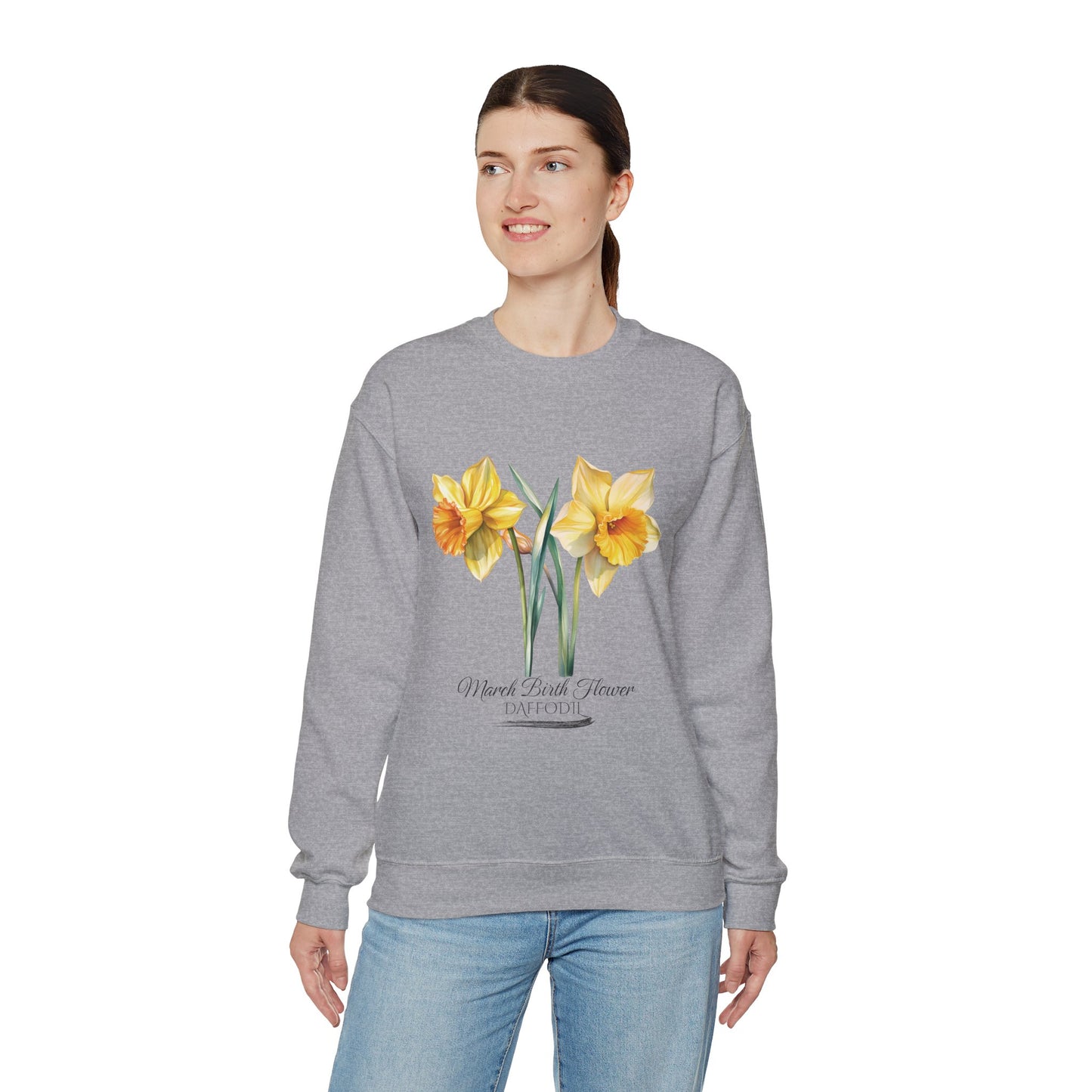 March Birth Flower (Daffodil) - Unisex Heavy Blend™ Crewneck Sweatshirt