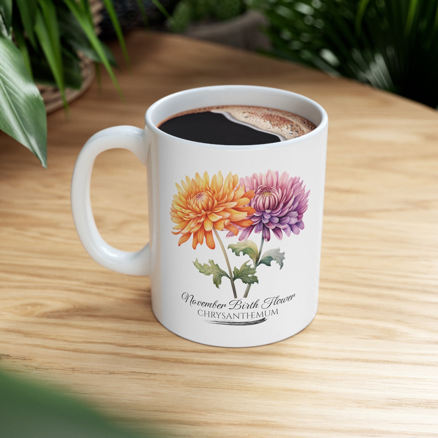 November Birth Flower (Chrysanthemum): Ceramic Mug 11oz