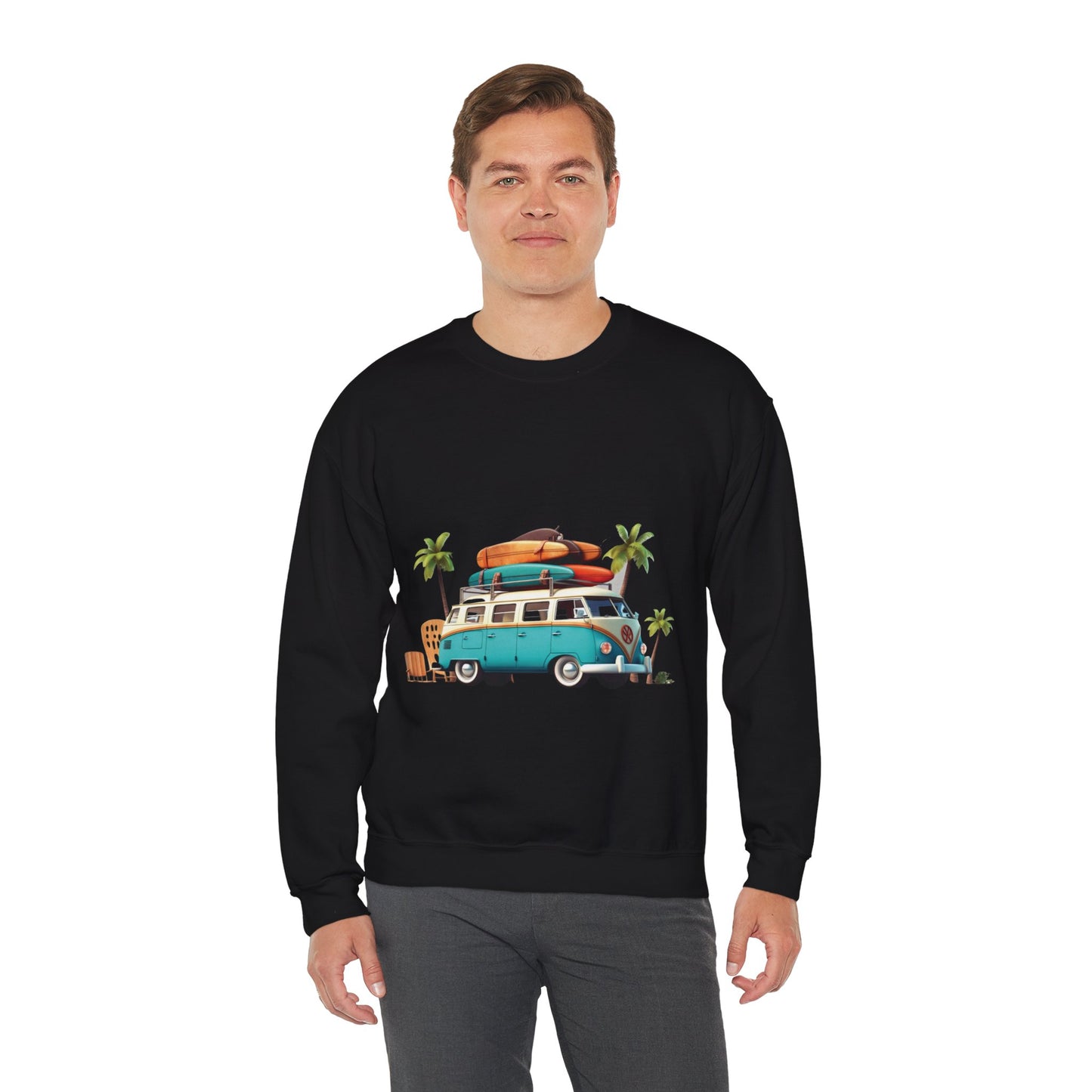 Retro Surf Van - Unisex Heavy Blend™ Crewneck Sweatshirt