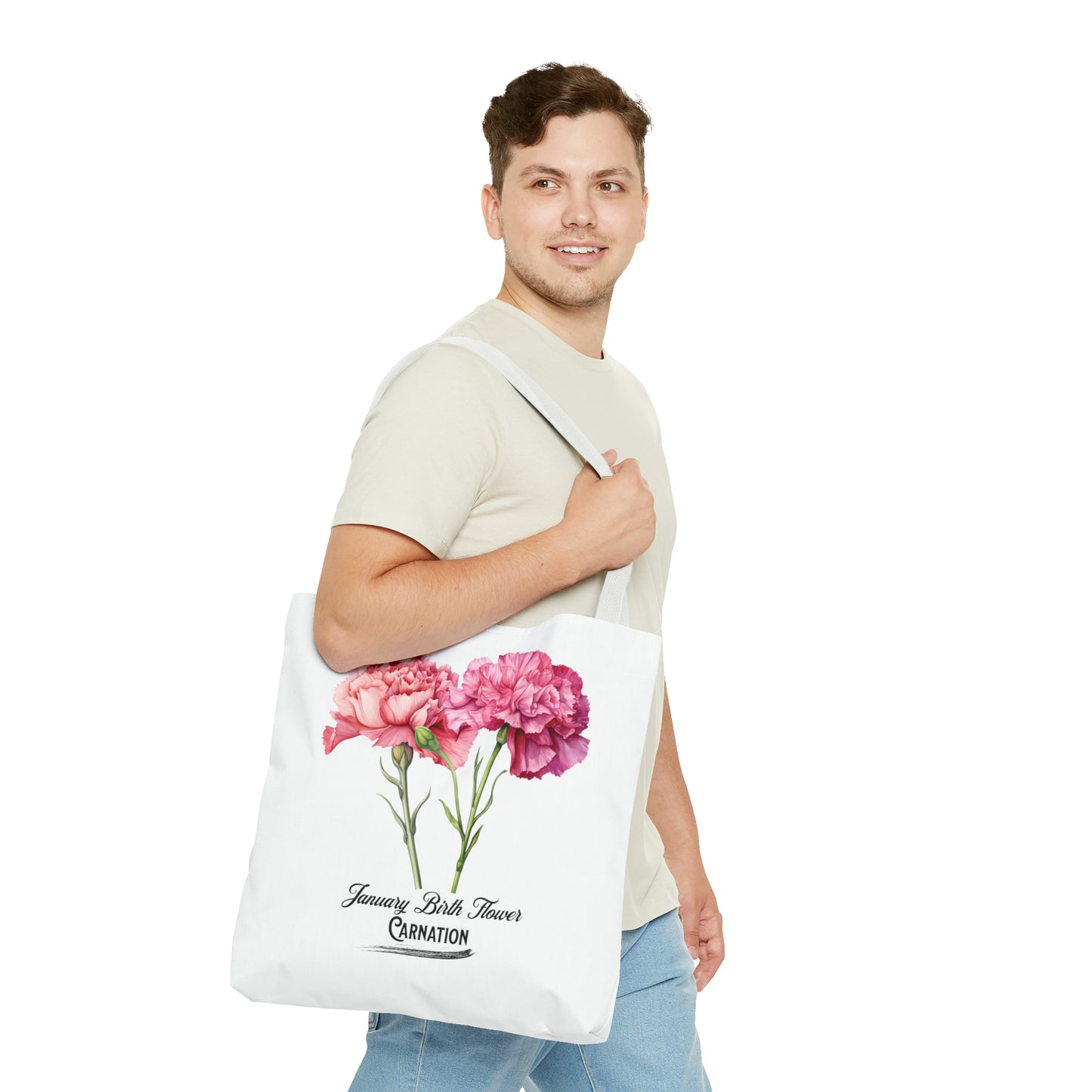 January Birth Flower: Carnation - Tote Bag (AOP)