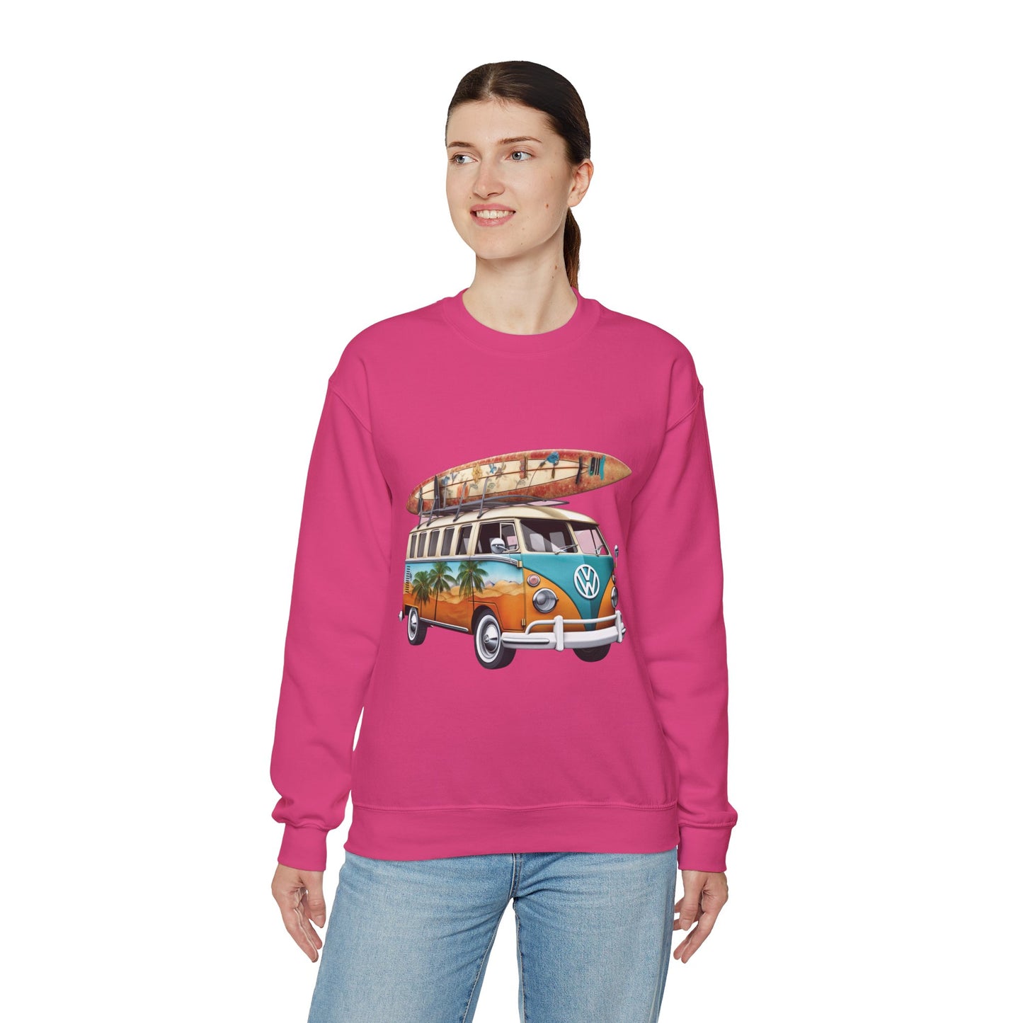 Retro Surf Van - Unisex Heavy Blend™ Crewneck Sweatshirt