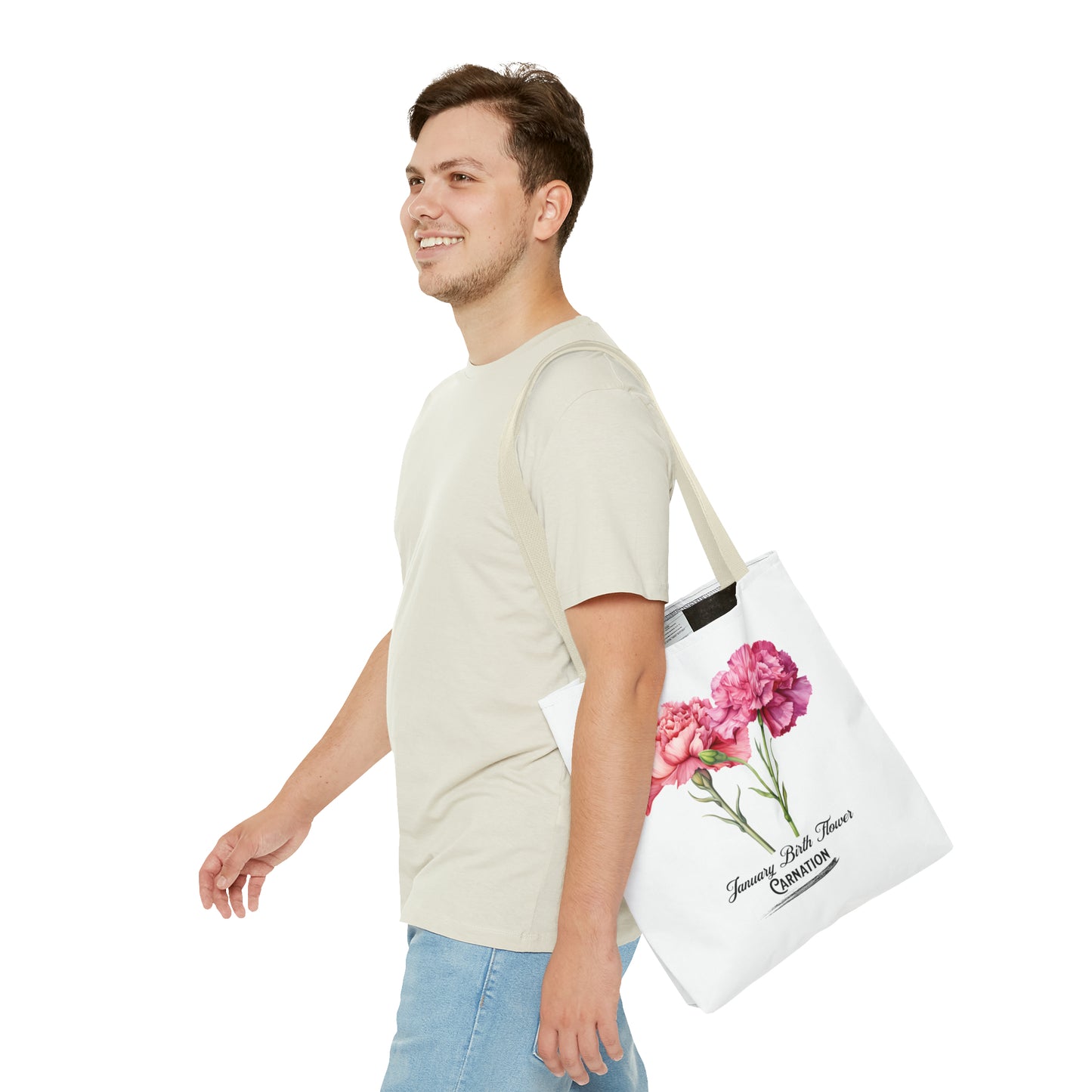 January Birth Flower: Carnation - Tote Bag (AOP)