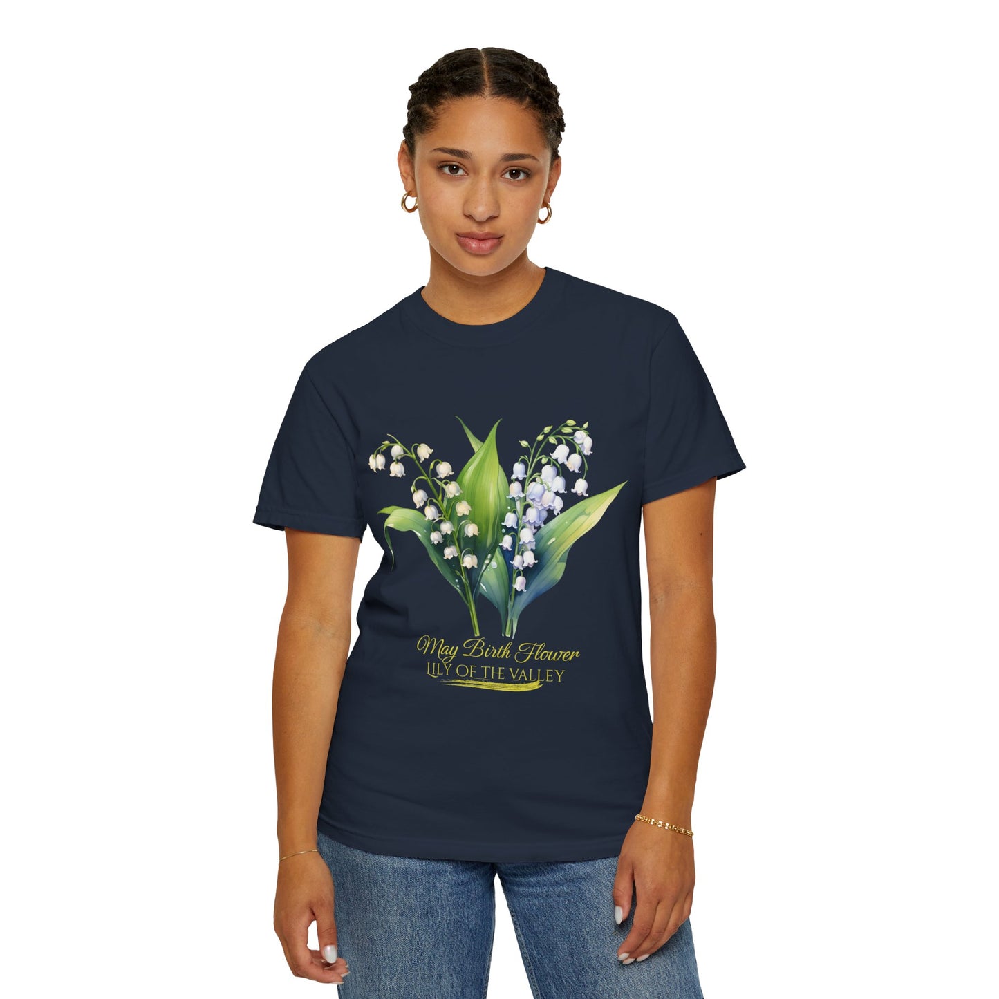 May Birth Flower "Lily of the Valley" (For Dark Fabric) - Unisex Garment-Dyed T-shirt